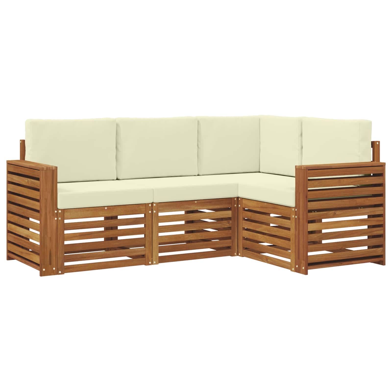 Setovi sofa 4 pcs Prirodna i krem Čvrsto drvo akacije