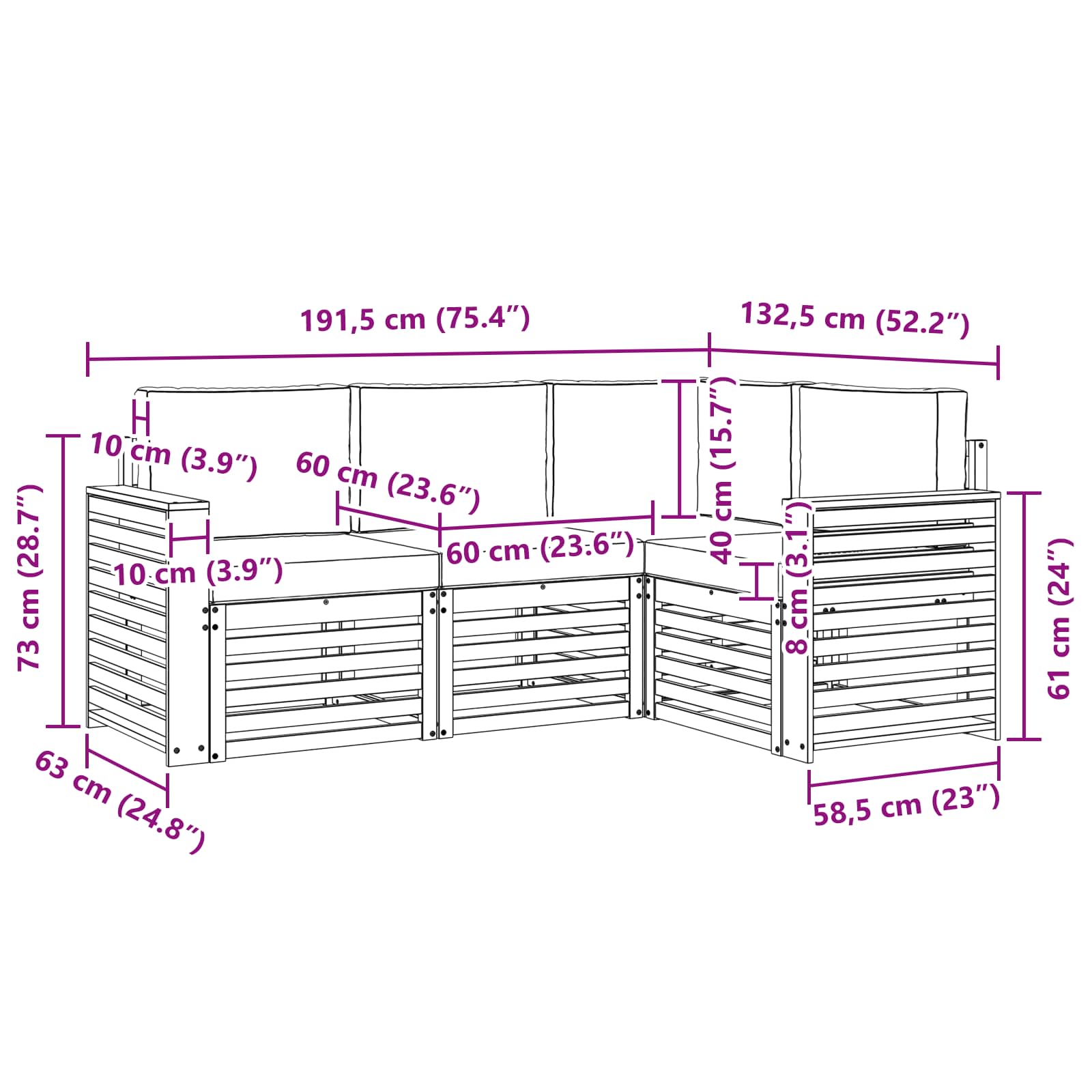 Setovi sofa 4 pcs Prirodna i svijetlo siva Čvrsto drvo akacije