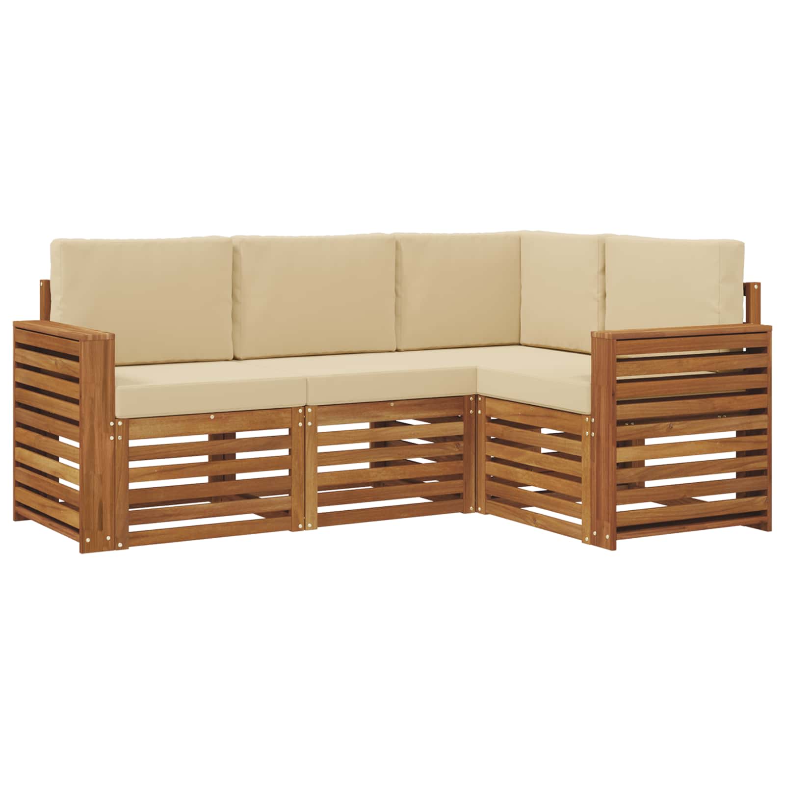 Setovi sofa s jastukom 4 pcs Prirodna i bež Čvrsto drvo akacije