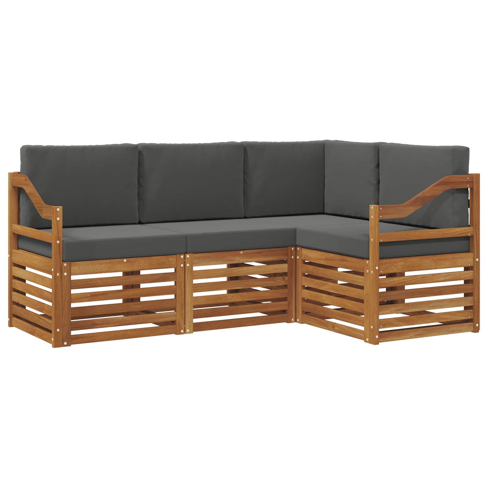 Setovi sofa 4 pcs Prirodna i antracit Čvrsto drvo akacije