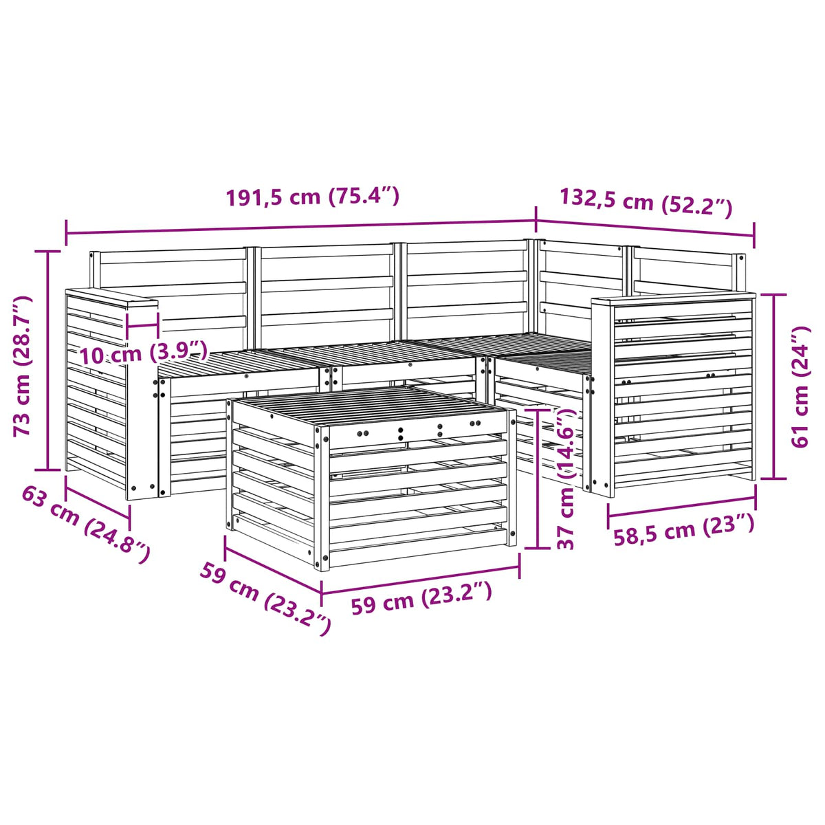 Set vanjskih sofa 5 kom. Prirodna Poliester