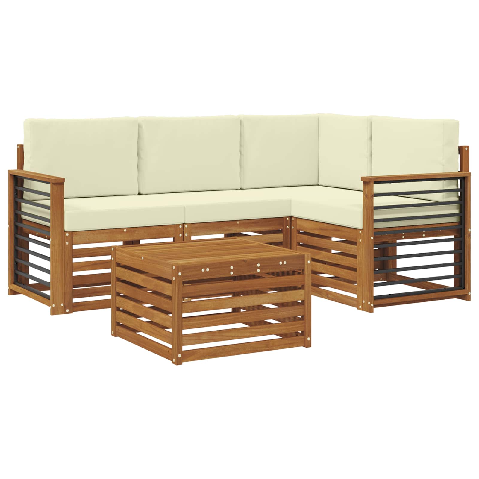 Set vanjskih sofa 5 kom. Prirodna i krem Poliester