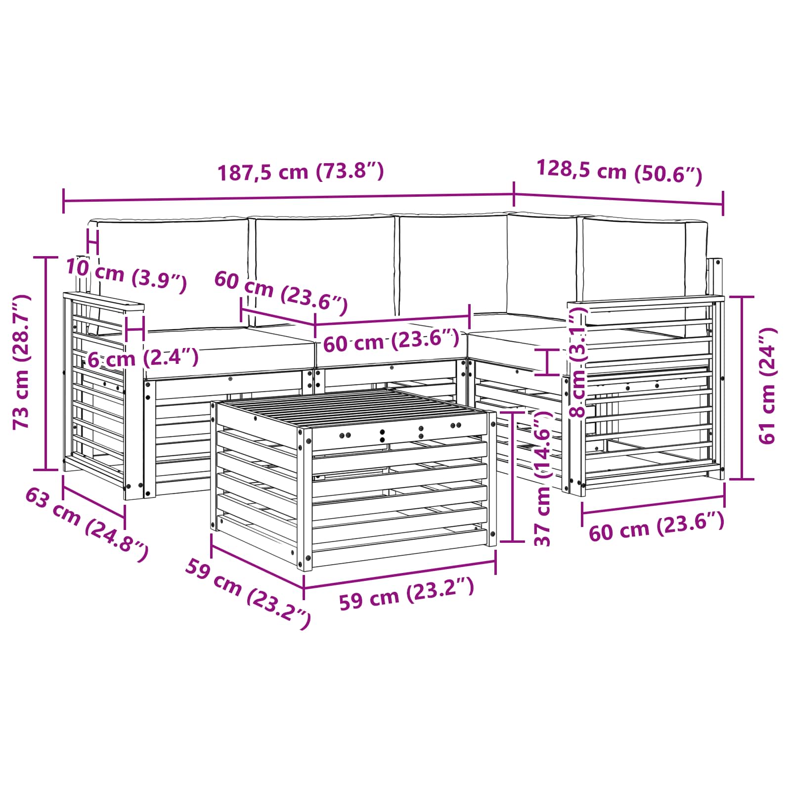Set vanjskih sofa 5 kom. Prirodna i krem Poliester