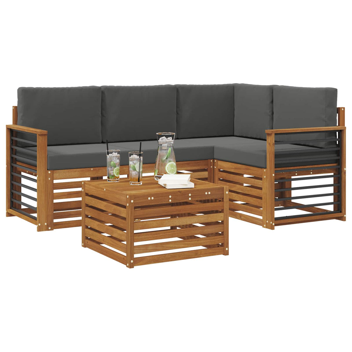Set vanjskih sofa 5 kom. Prirodna i antracit Poliester