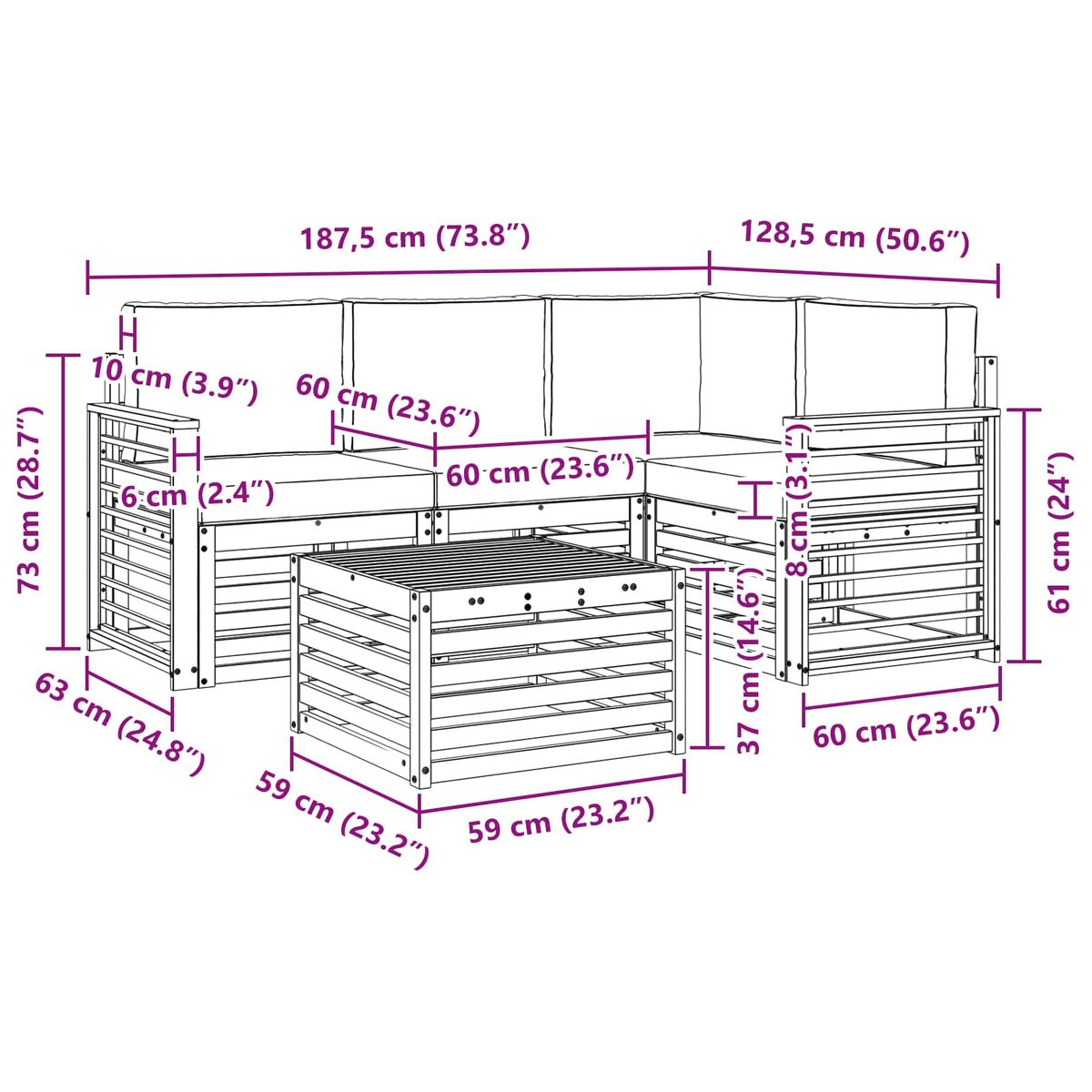 Set vanjskih sofa 5 kom. Prirodna i antracit Poliester