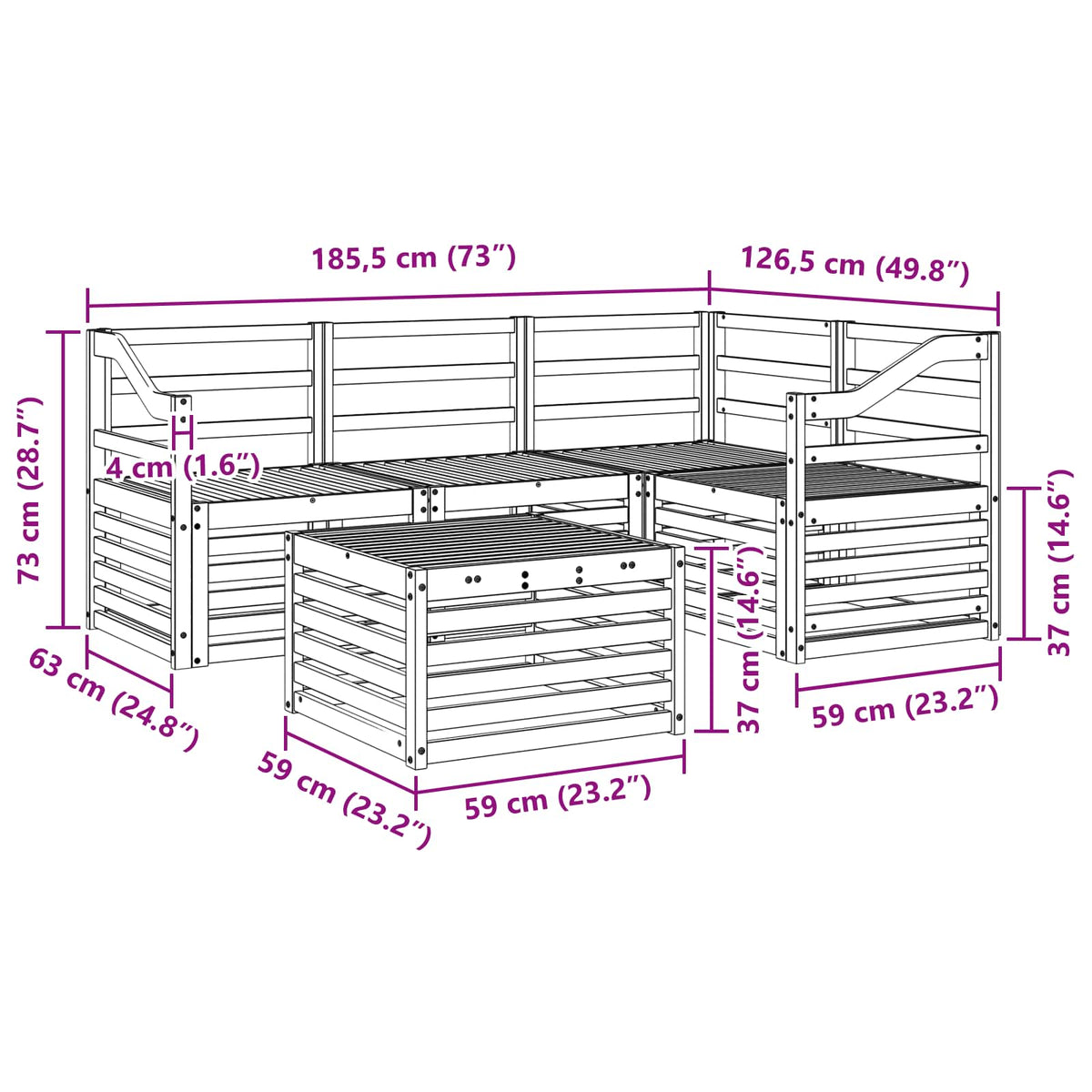 Set vanjskih sofa 5 kom. Prirodna Poliester
