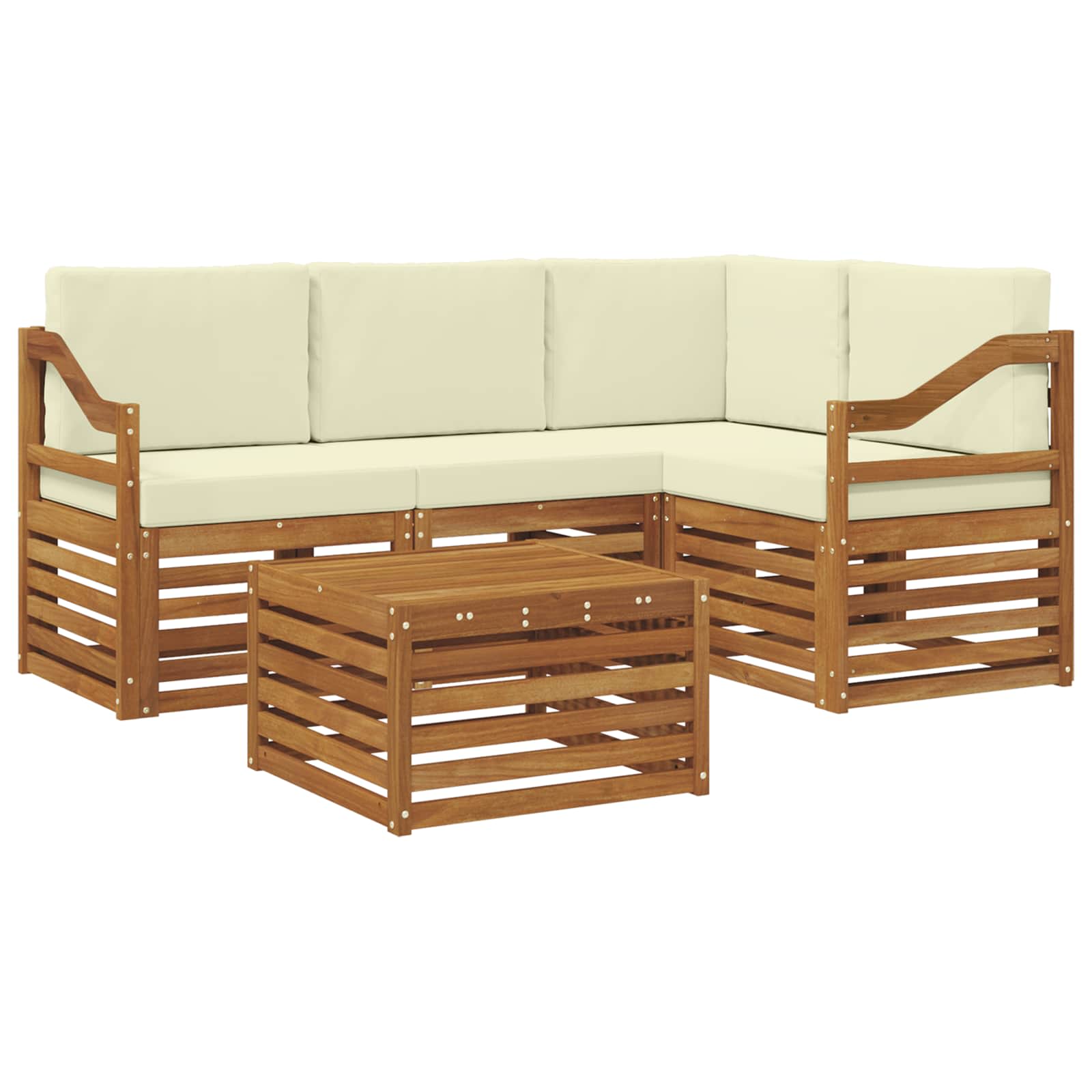 Set vanjskih sofa 5 kom. Prirodna i krem Poliester