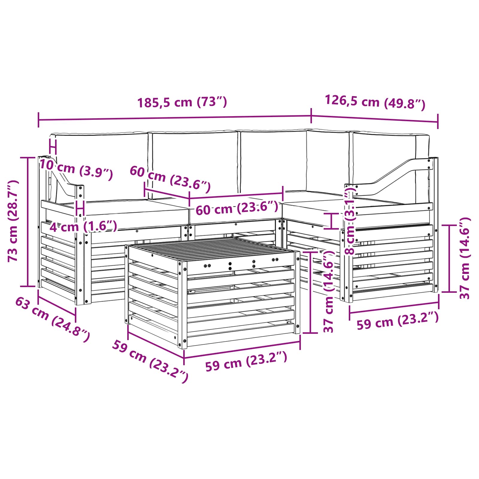 Set vanjskih sofa 5 kom. Prirodna i krem Poliester