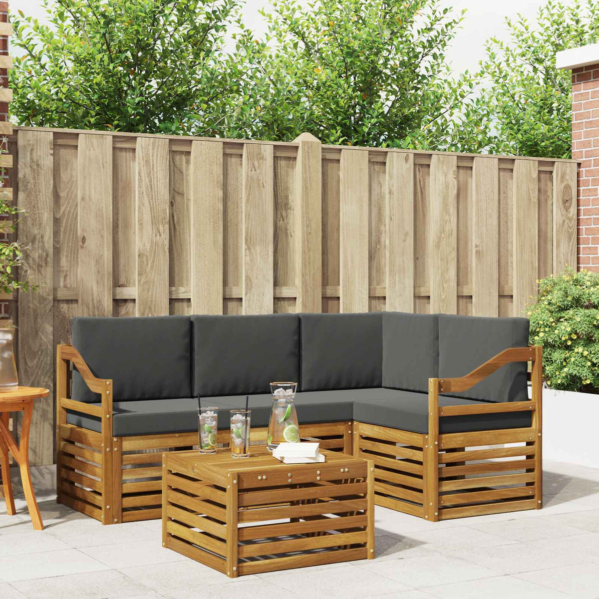 Set vanjskih sofa 5 kom. Prirodna i antracit Poliester
