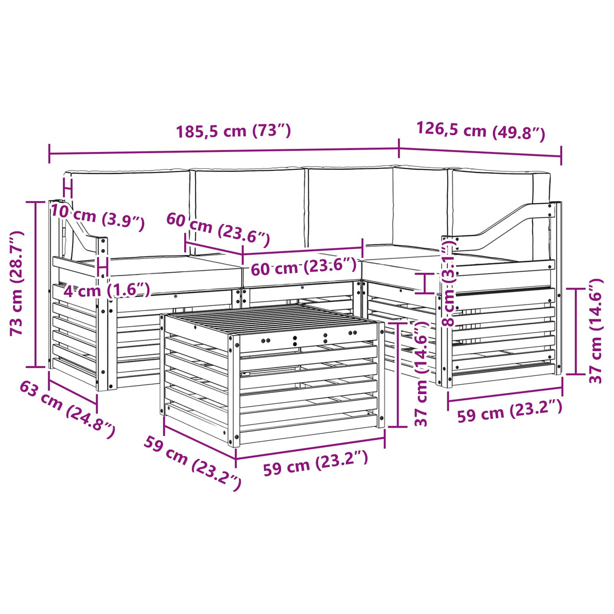 Set vanjskih sofa 5 kom. Prirodna i antracit Poliester