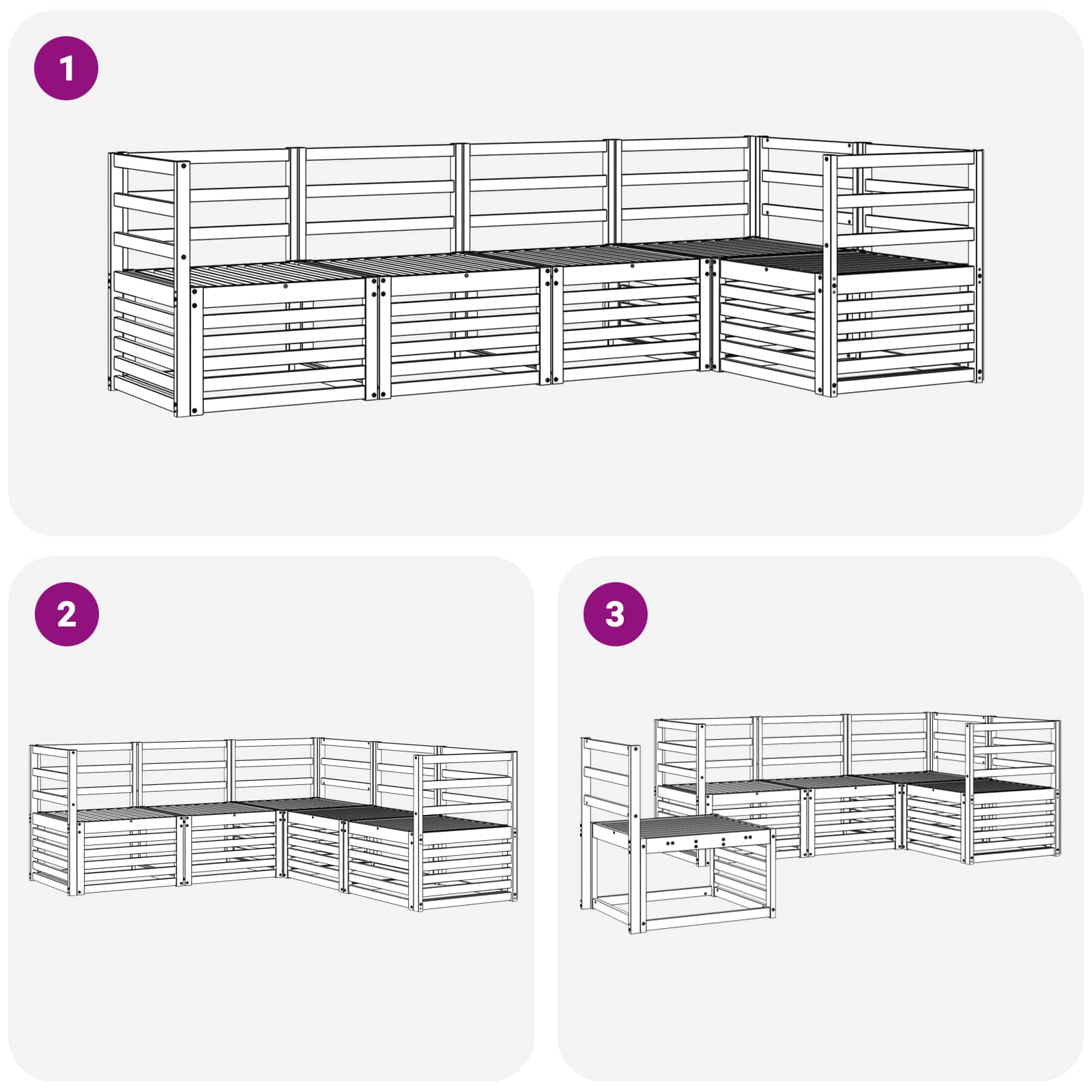 Sekcijska garnitura 5 pcs Prirodna Čvrsto drvo akacije
