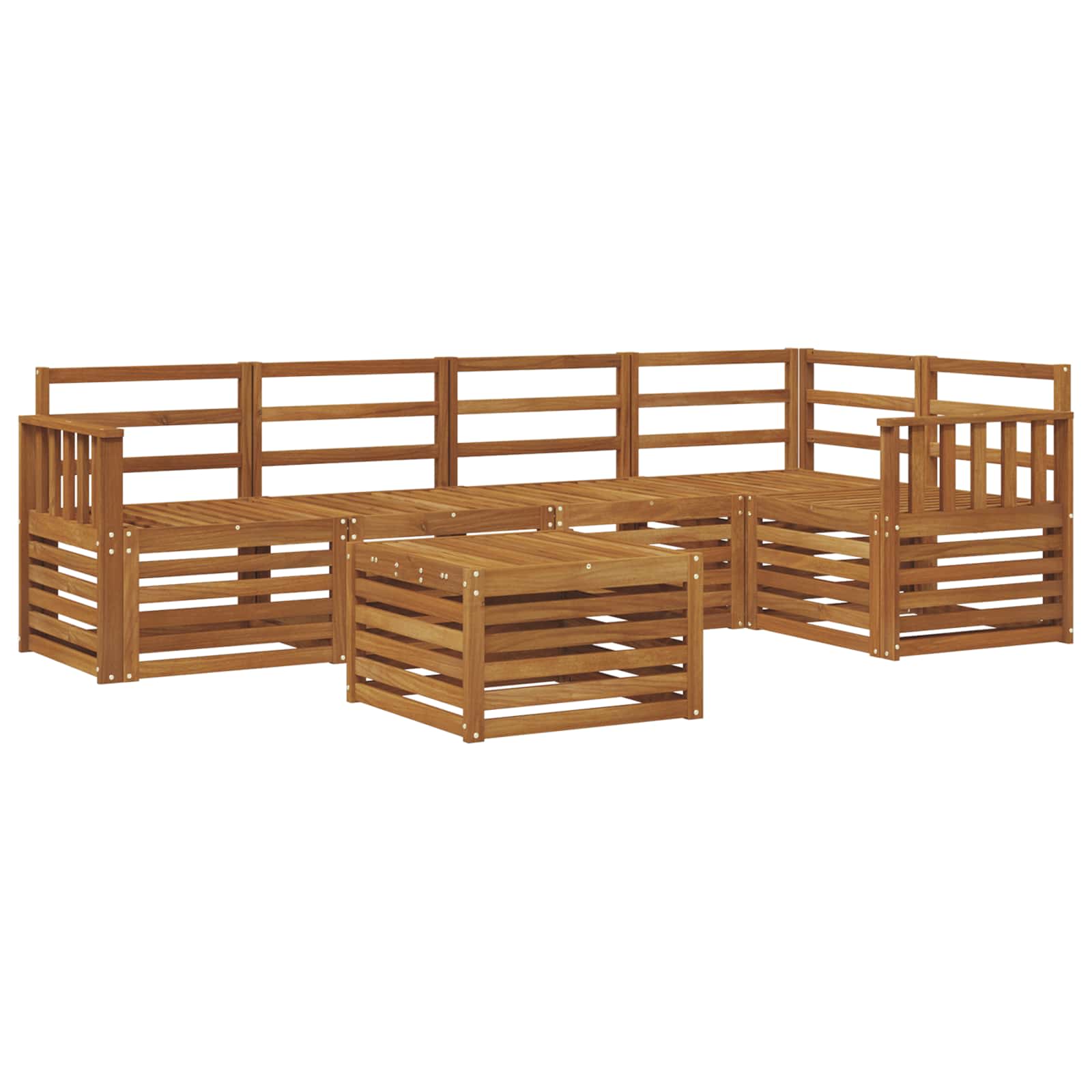 Sekcijska garnitura 6 pcs Prirodna Čvrsto drvo akacije
