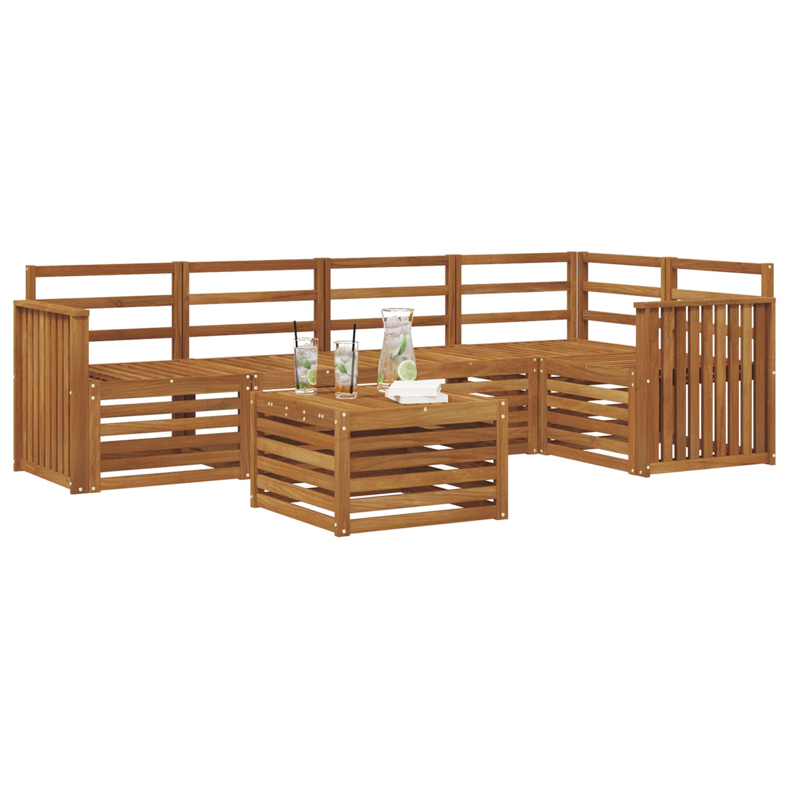 Sekcijska garnitura 6 pcs Prirodna Čvrsto drvo akacije