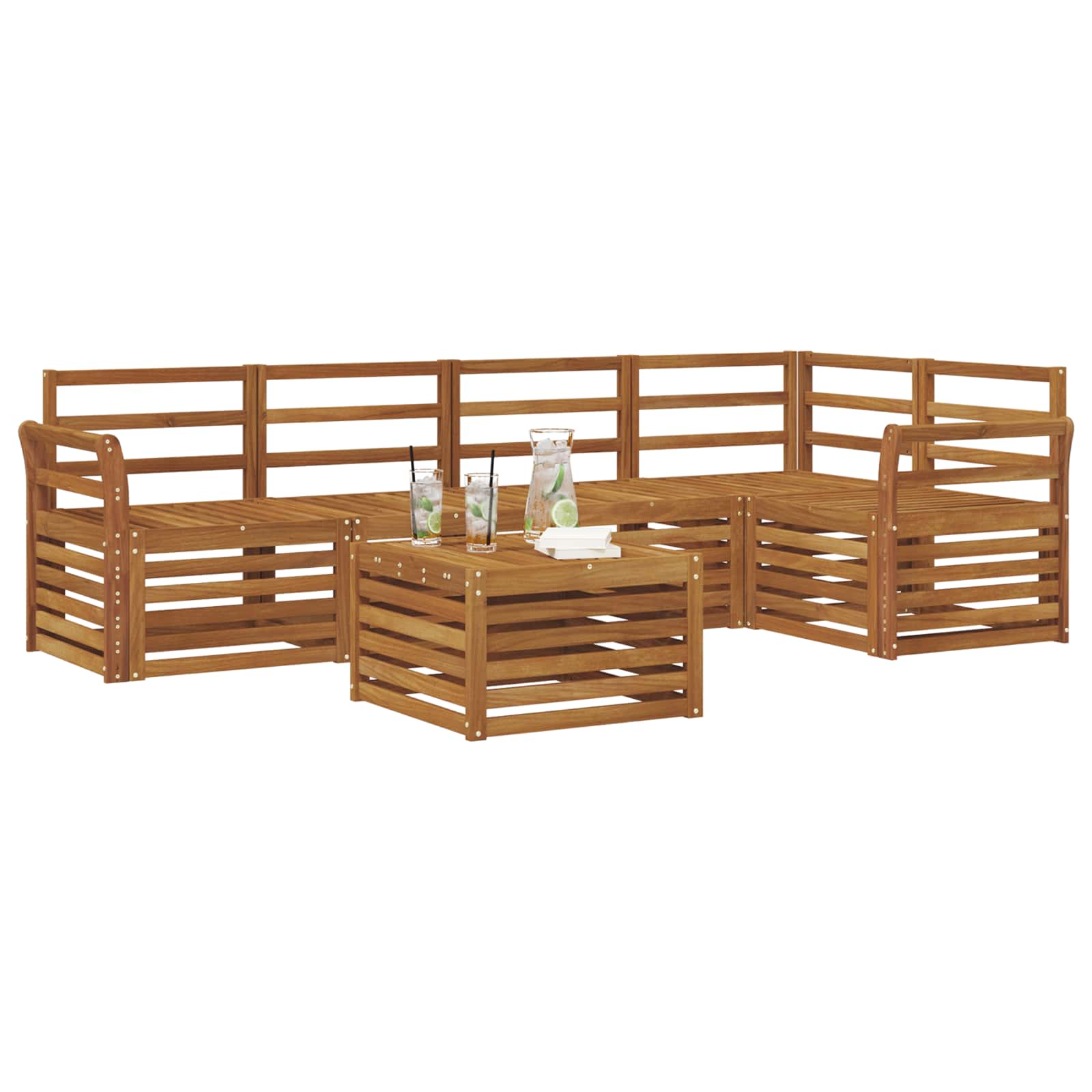 Sekcijska garnitura 6 pcs Prirodna Čvrsto drvo akacije