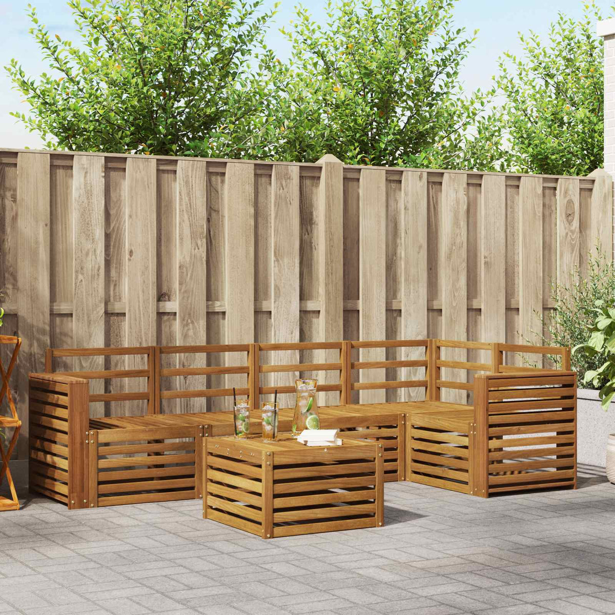 Set vanjskih sofa 6 kom. Prirodna Poliester