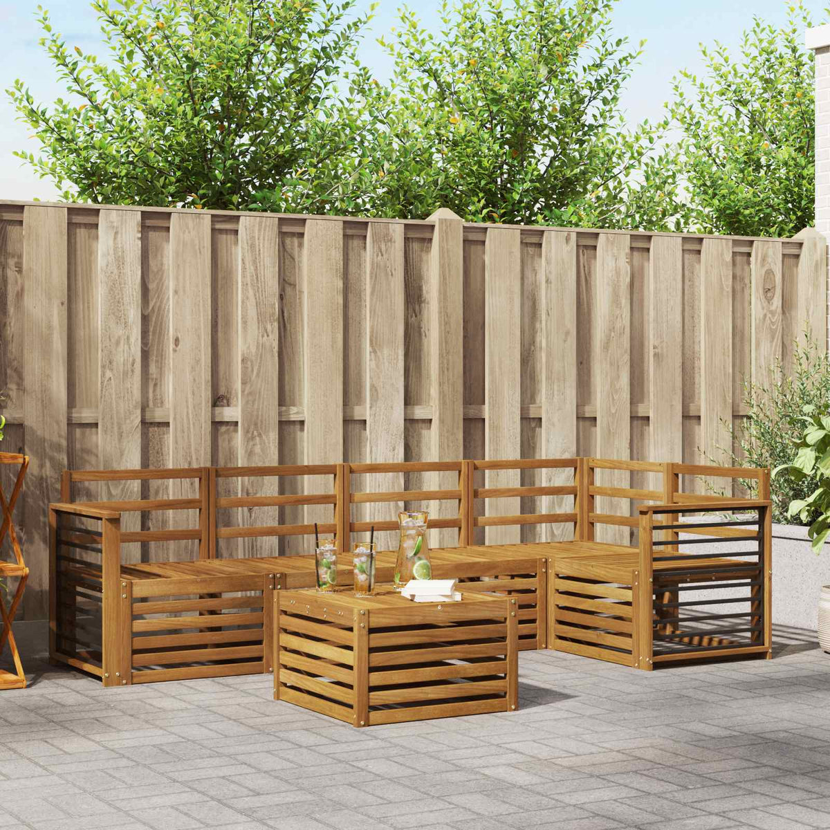 Set vanjskih sofa 6 kom. Prirodna Poliester