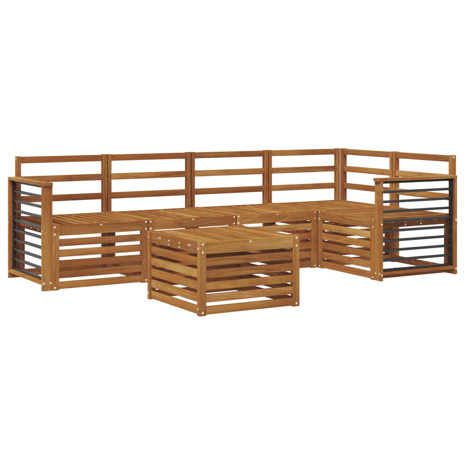Sekcijska garnitura 6 pcs Prirodna Čvrsto drvo akacije