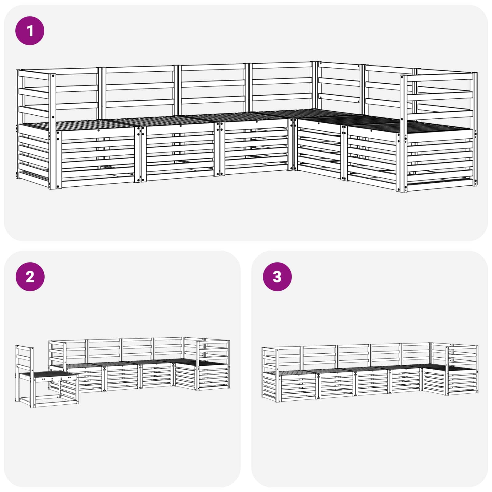 Sekcijska garnitura 6 pcs Prirodna Čvrsto drvo akacije