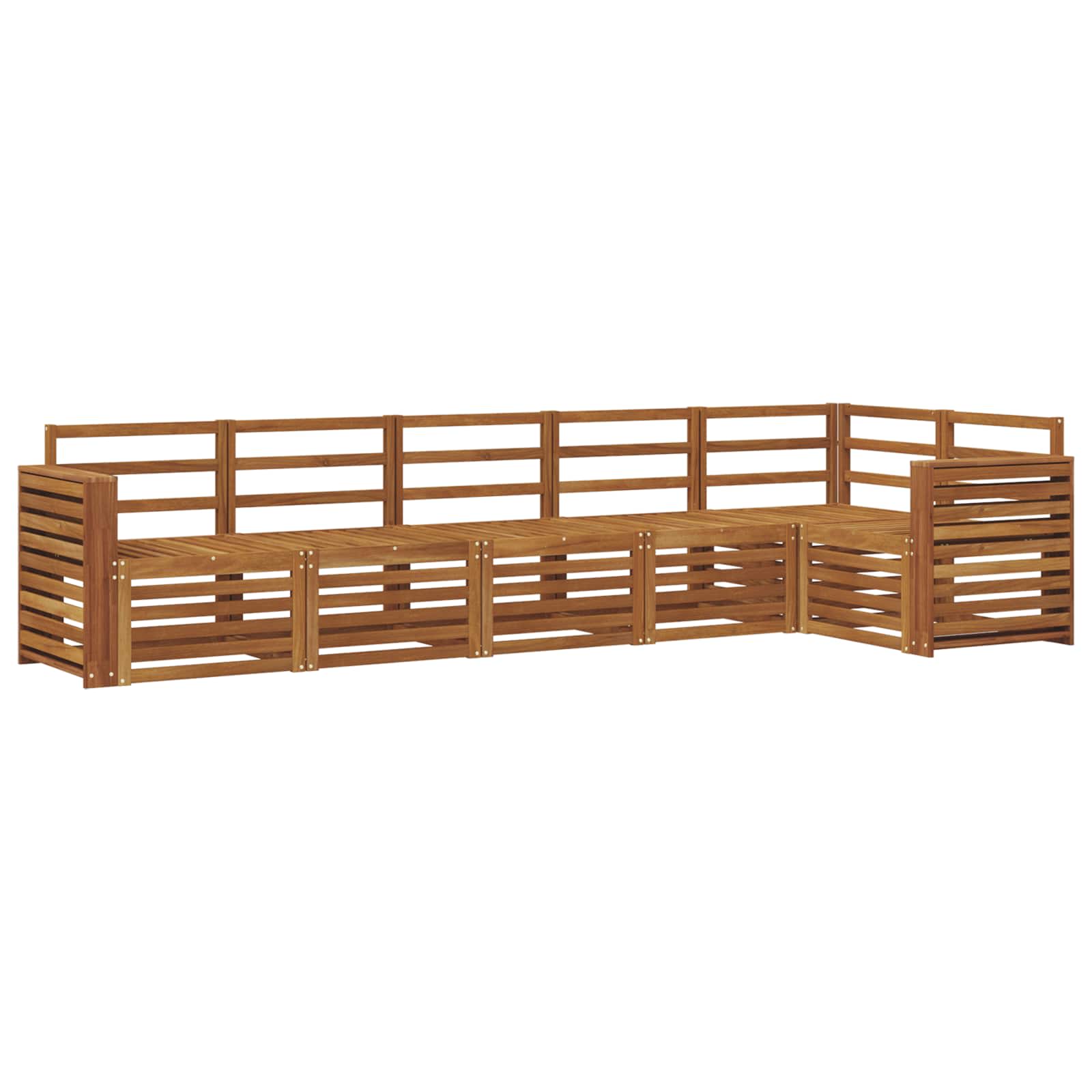 Sekcijska garnitura 6 pcs Prirodna Čvrsto drvo akacije
