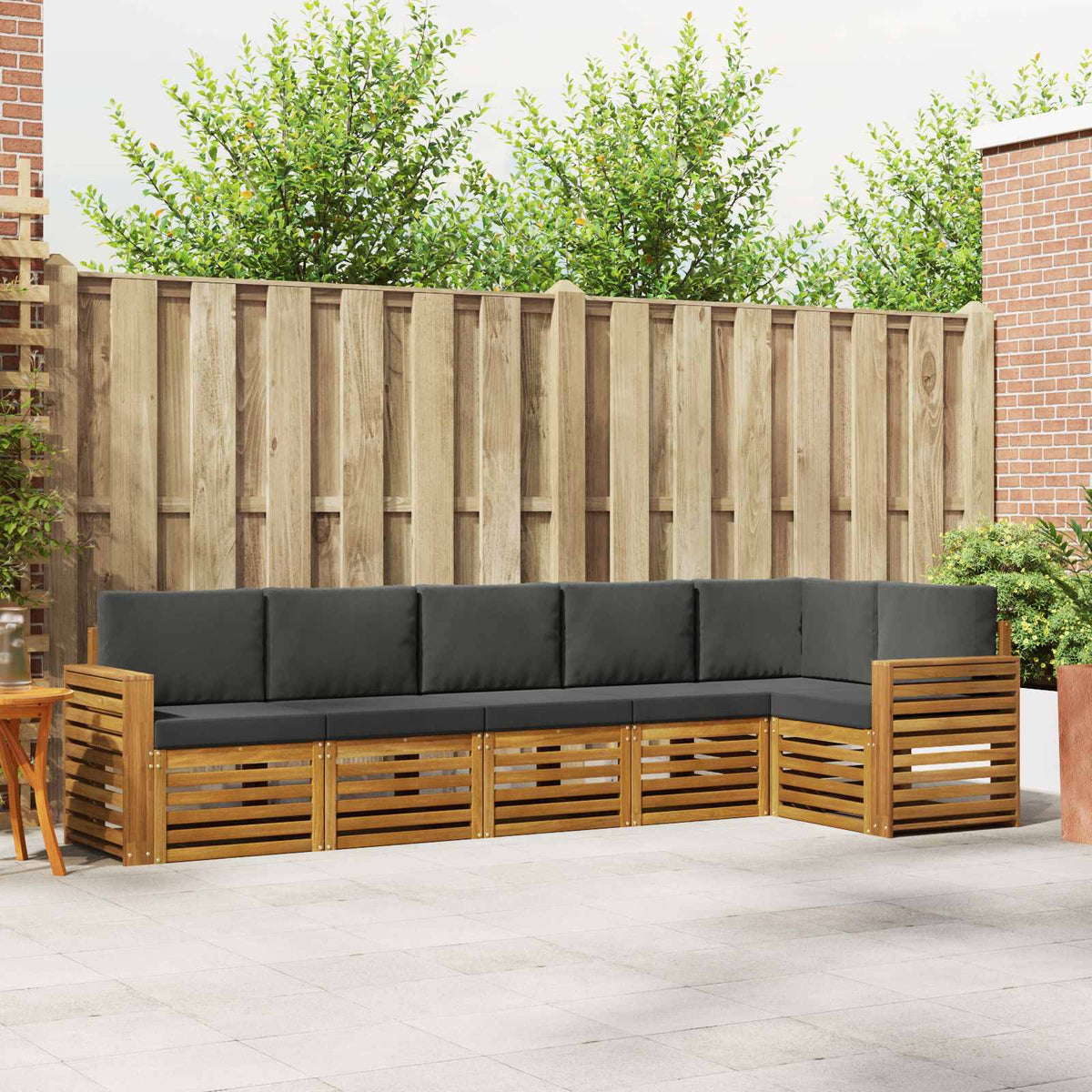 Set vanjskih sofa 6 kom. Prirodna i antracit Poliester Bijela 310 x 132,5 x 73 cm