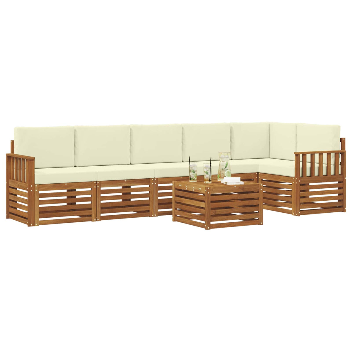 Set vanjskih sofa 7 kom. Prirodna i krem Poliester