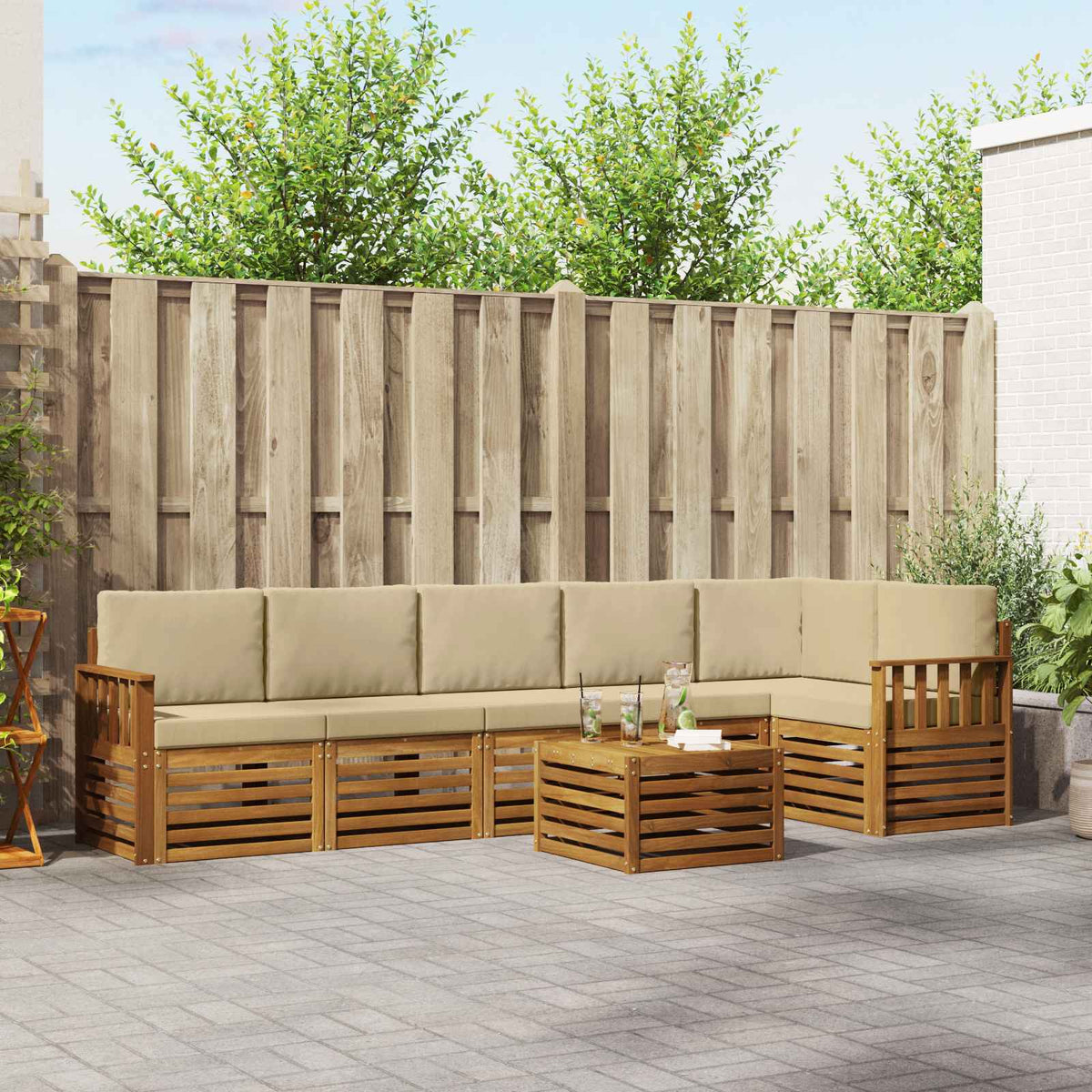 Set vanjskih sofa 7 kom. Prirodna i bež Poliester