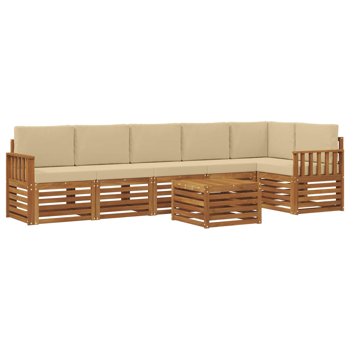 Set vanjskih sofa 7 kom. Prirodna i bež Poliester
