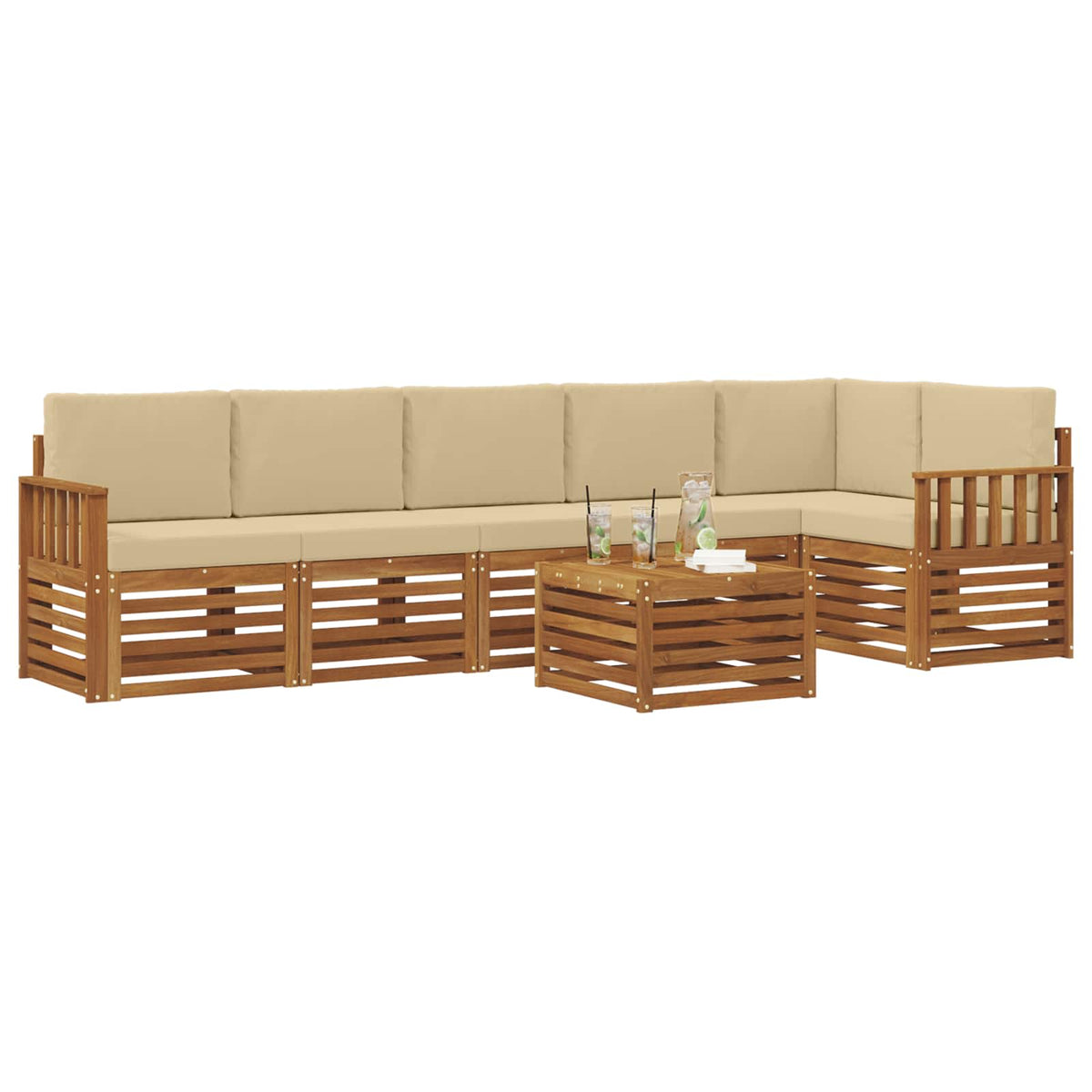 Set vanjskih sofa 7 kom. Prirodna i bež Poliester