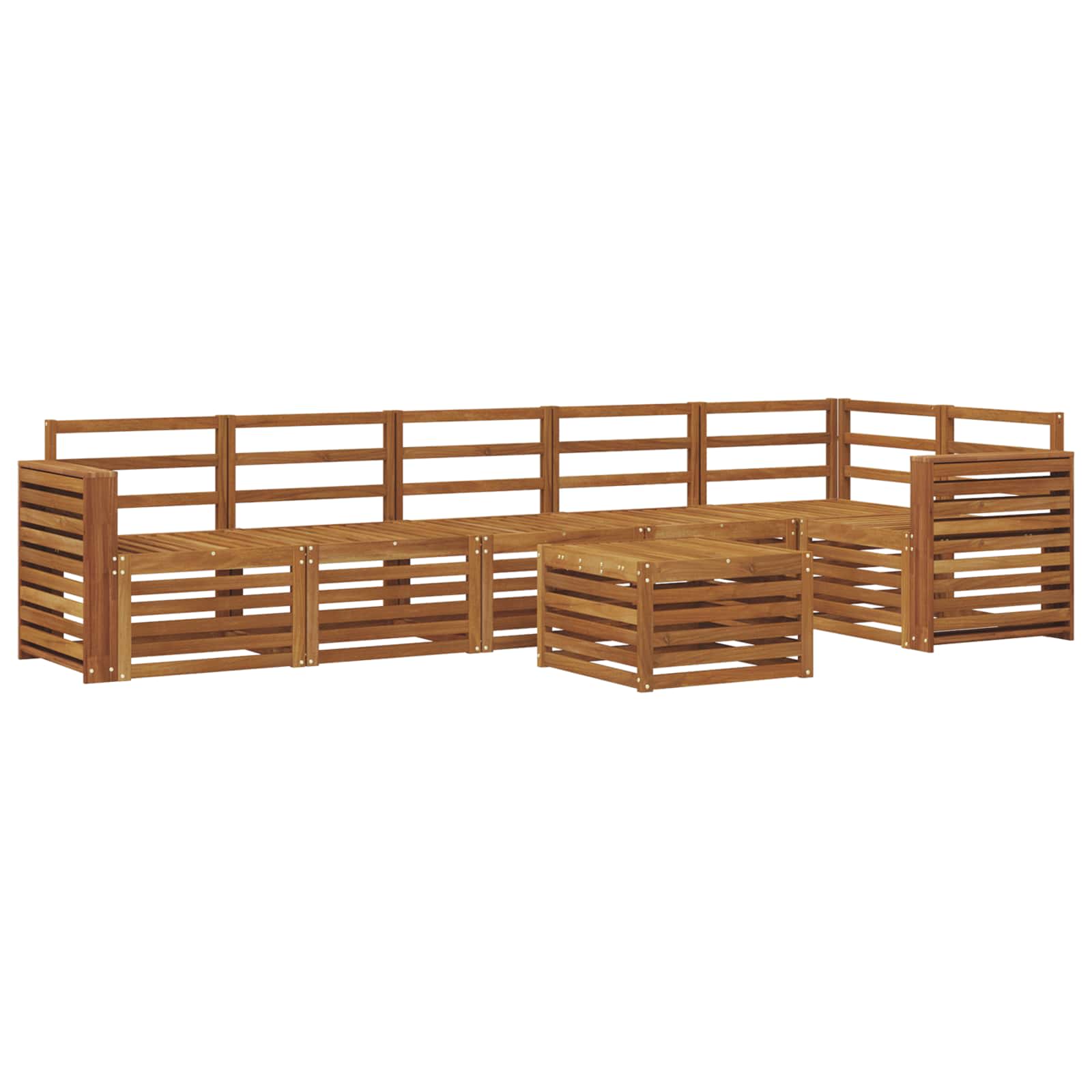 Sekcijska garnitura 7 pcs Prirodna Čvrsto drvo akacije