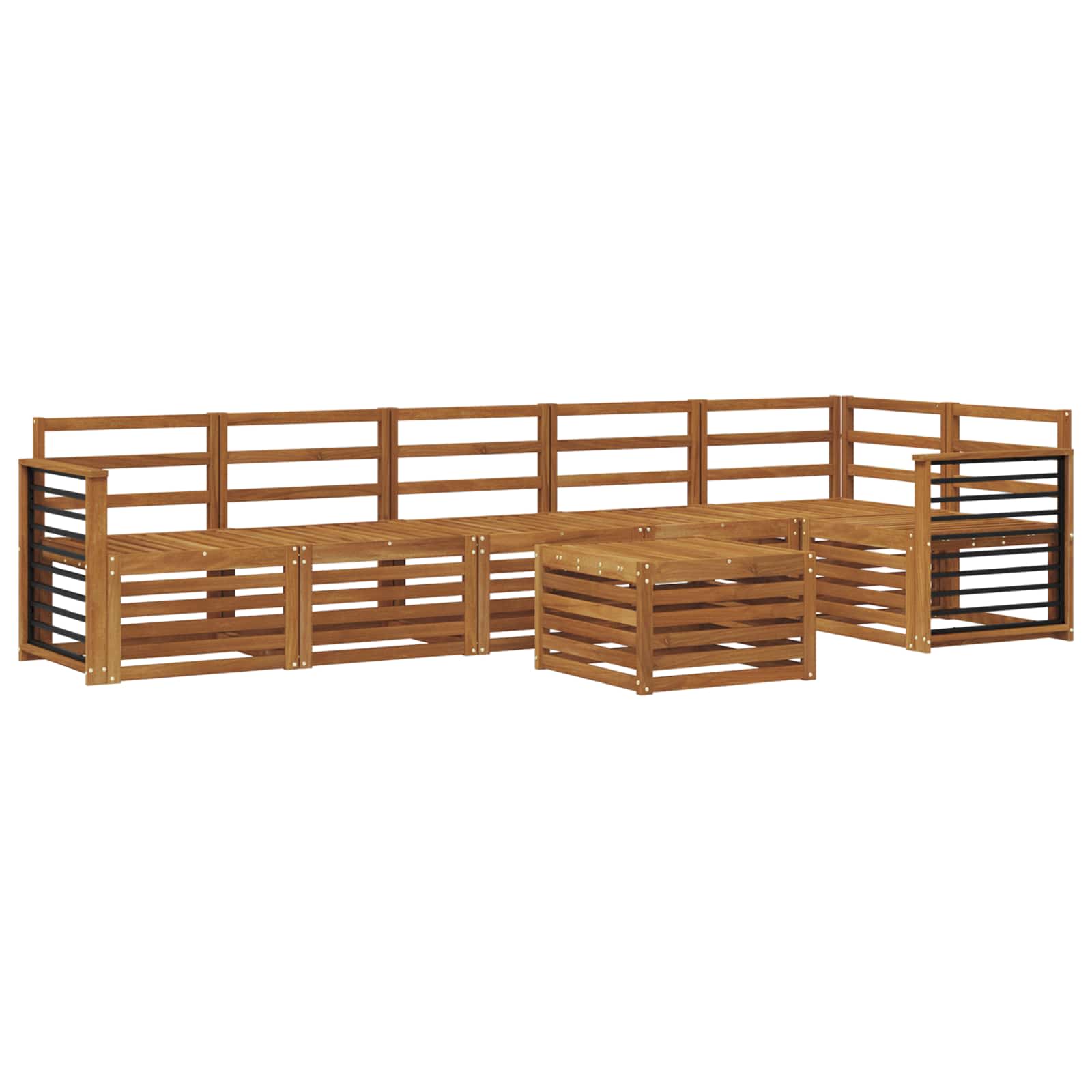 Sekcijska garnitura 7 pcs Prirodna Čvrsto drvo akacije