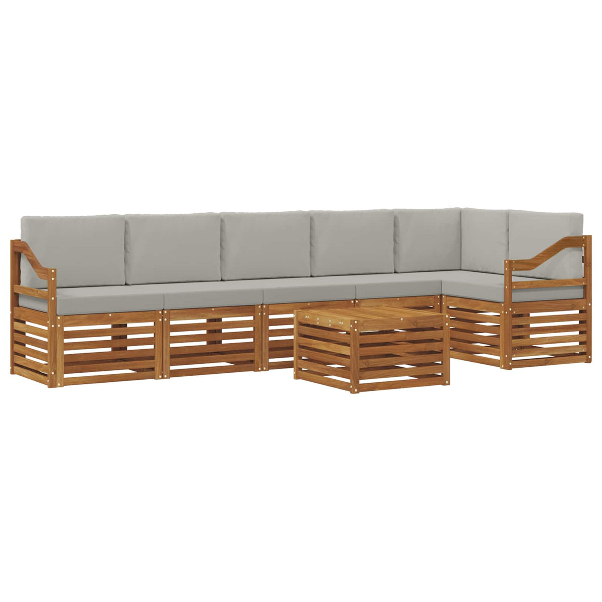 Set vanjskih sofa 7 kom. Prirodna i svijetlo siva Poliester