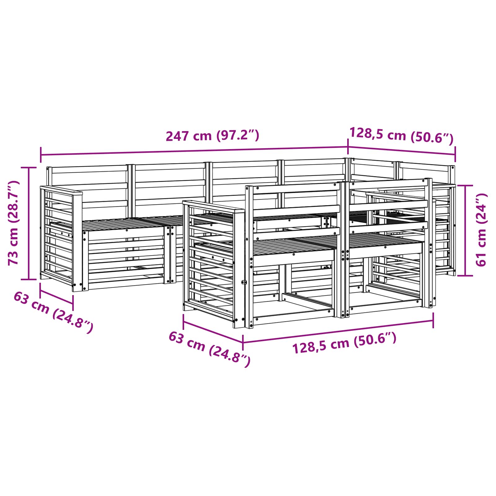 Setovi sofa 7 pcs Prirodna Čvrsto drvo akacije