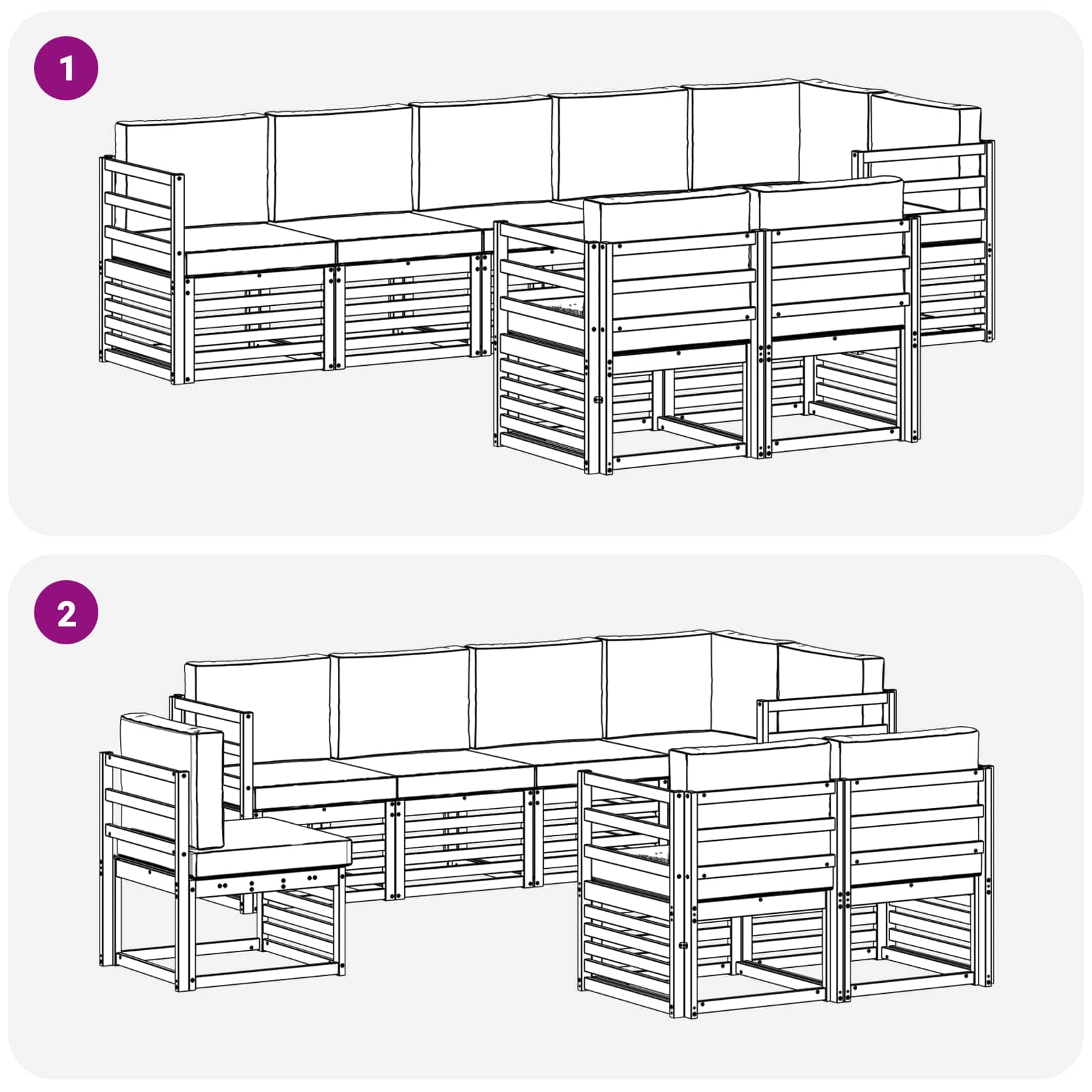 Setovi sofa 8 pcs Prirodna i krem Čvrsto drvo akacije