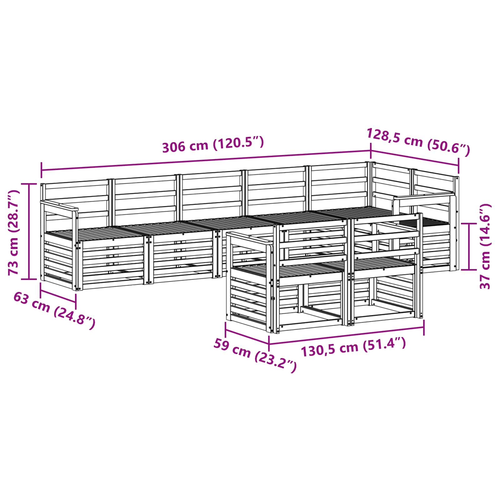 Setovi sofa 8 pcs Prirodna Čvrsto drvo akacije