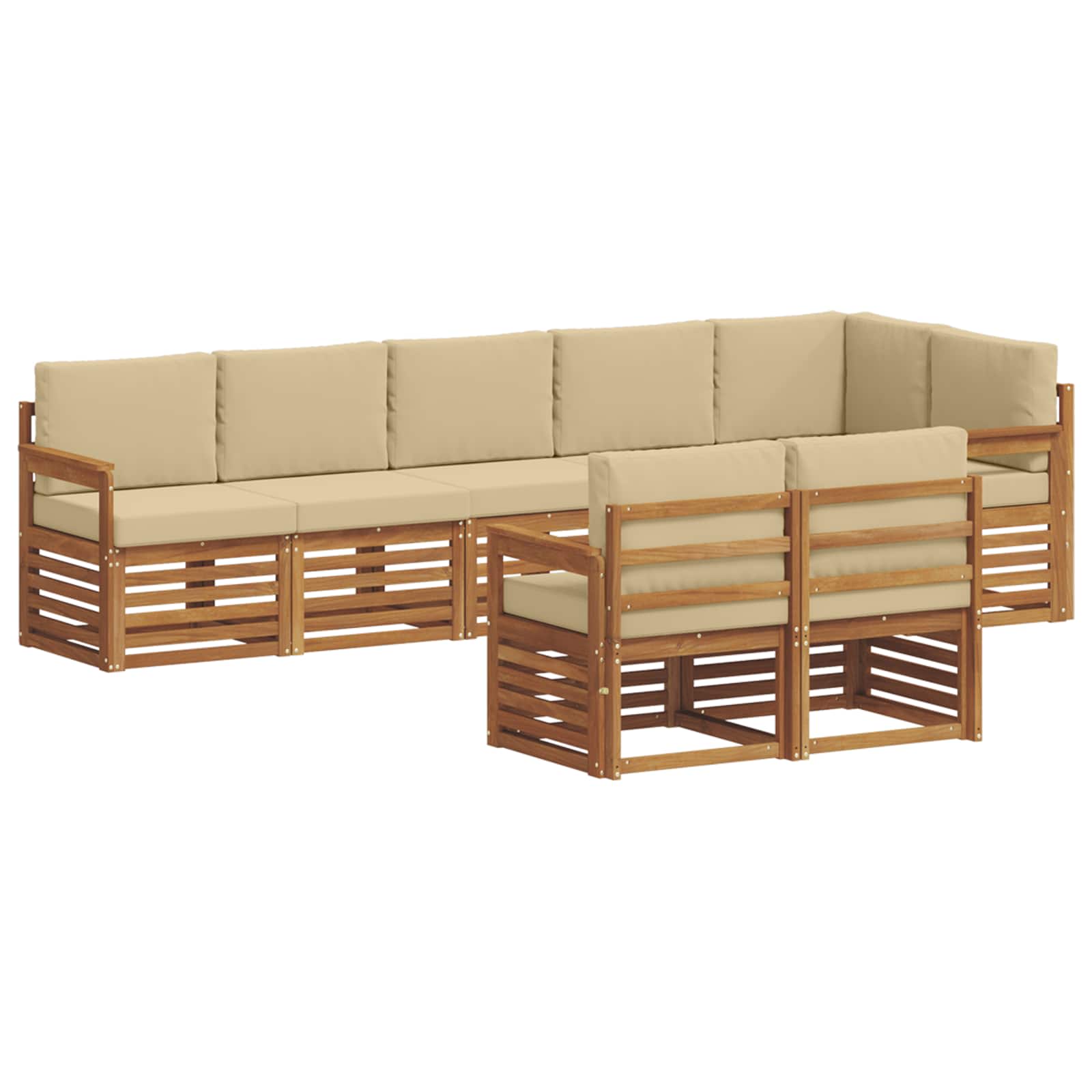 Setovi sofa s jastukom 8 pcs Prirodna i bež Čvrsto drvo akacije