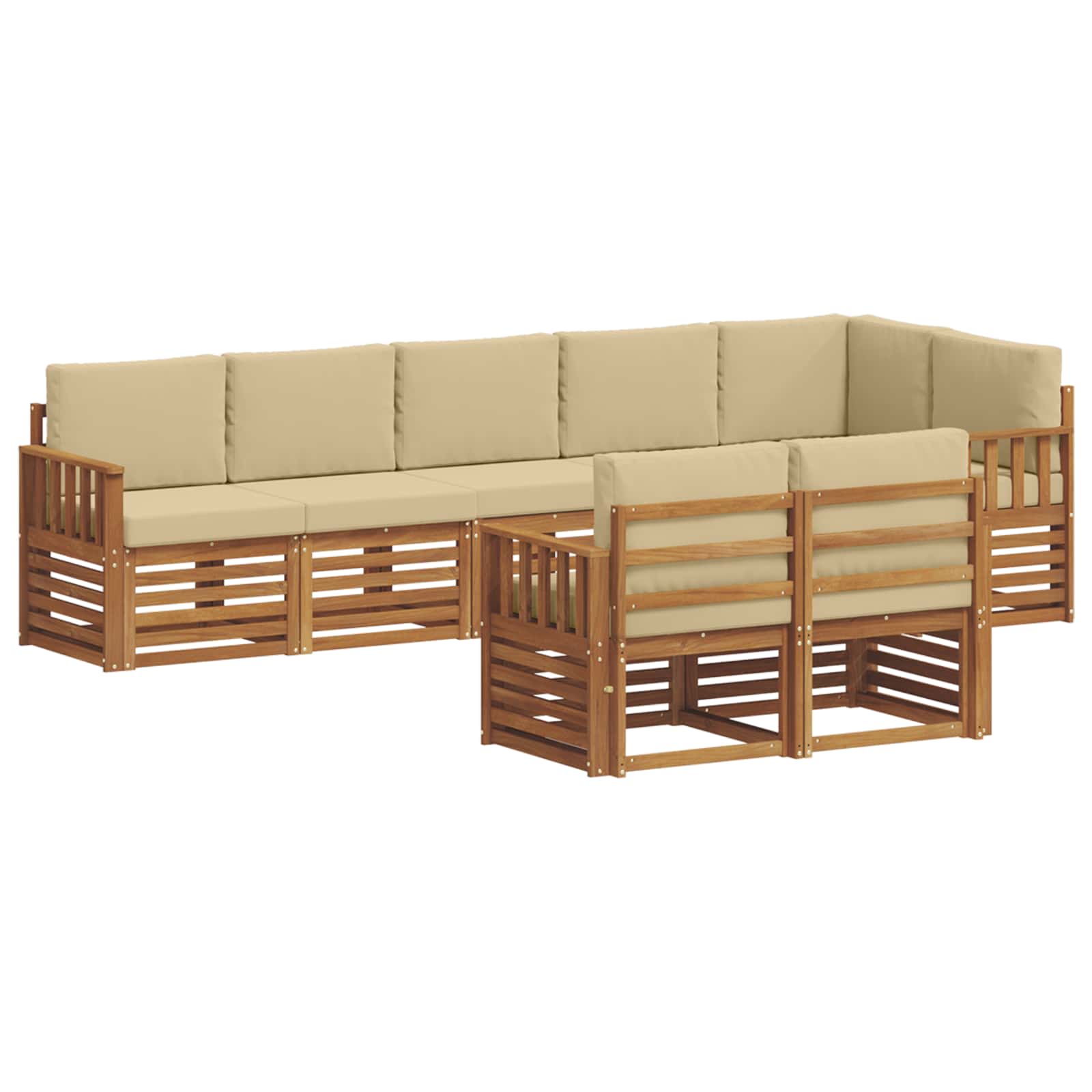Setovi sofa s jastukom 8 pcs Prirodna i bež Čvrsto drvo akacije
