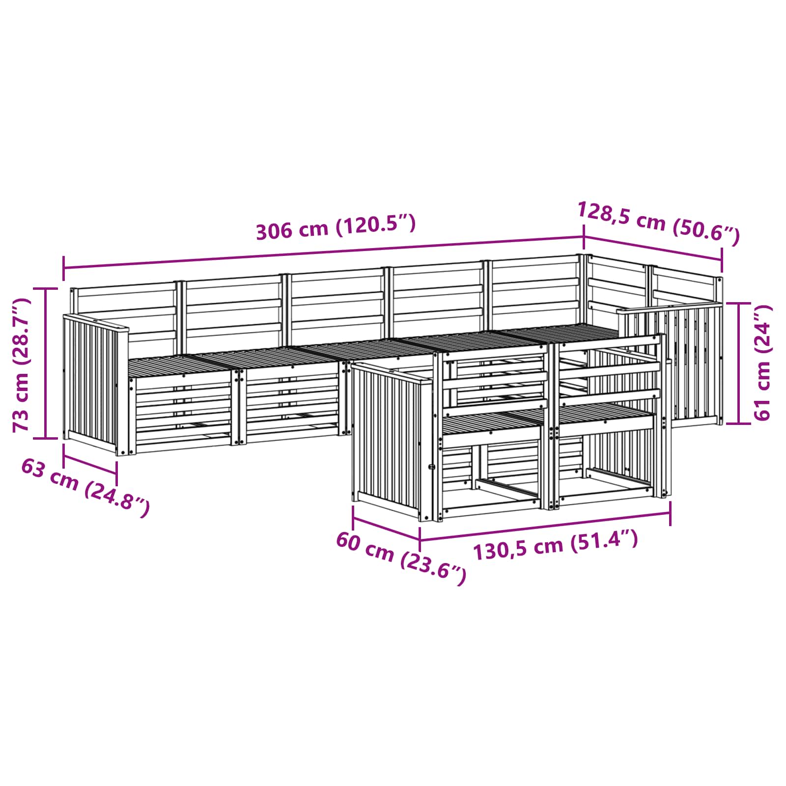 Setovi sofa 8 pcs Prirodna Čvrsto drvo akacije