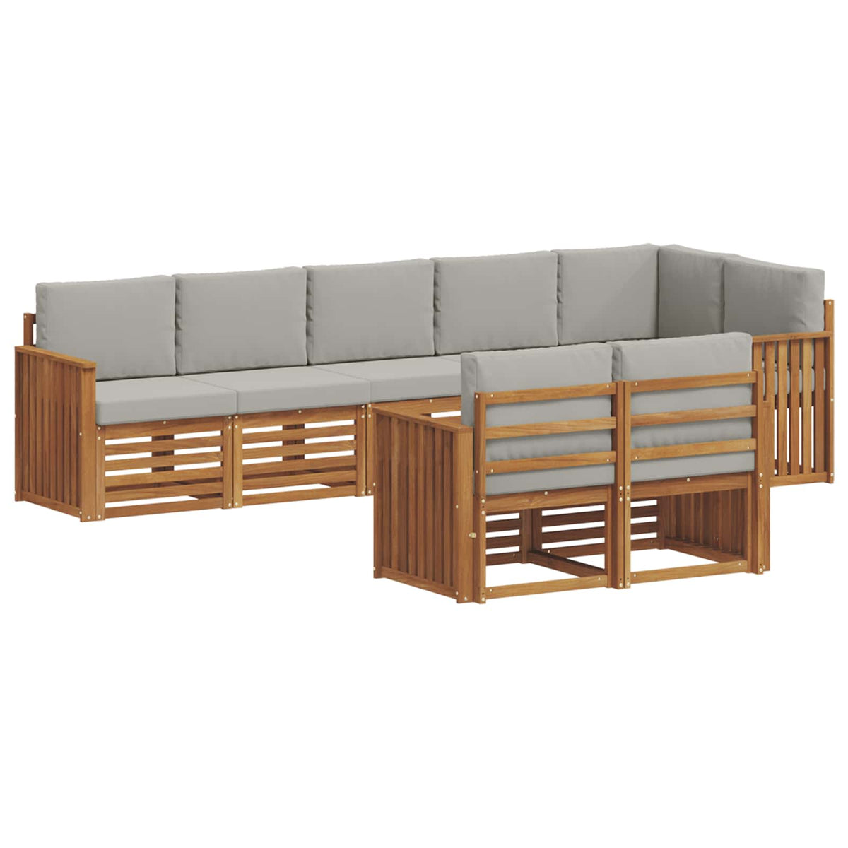 Set vanjskih sofa 8 kom. Prirodna i svijetlo siva Poliester