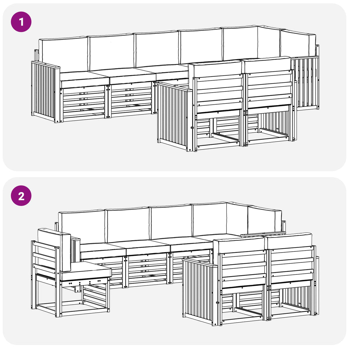 Set vanjskih sofa 8 kom. Prirodna i svijetlo siva Poliester