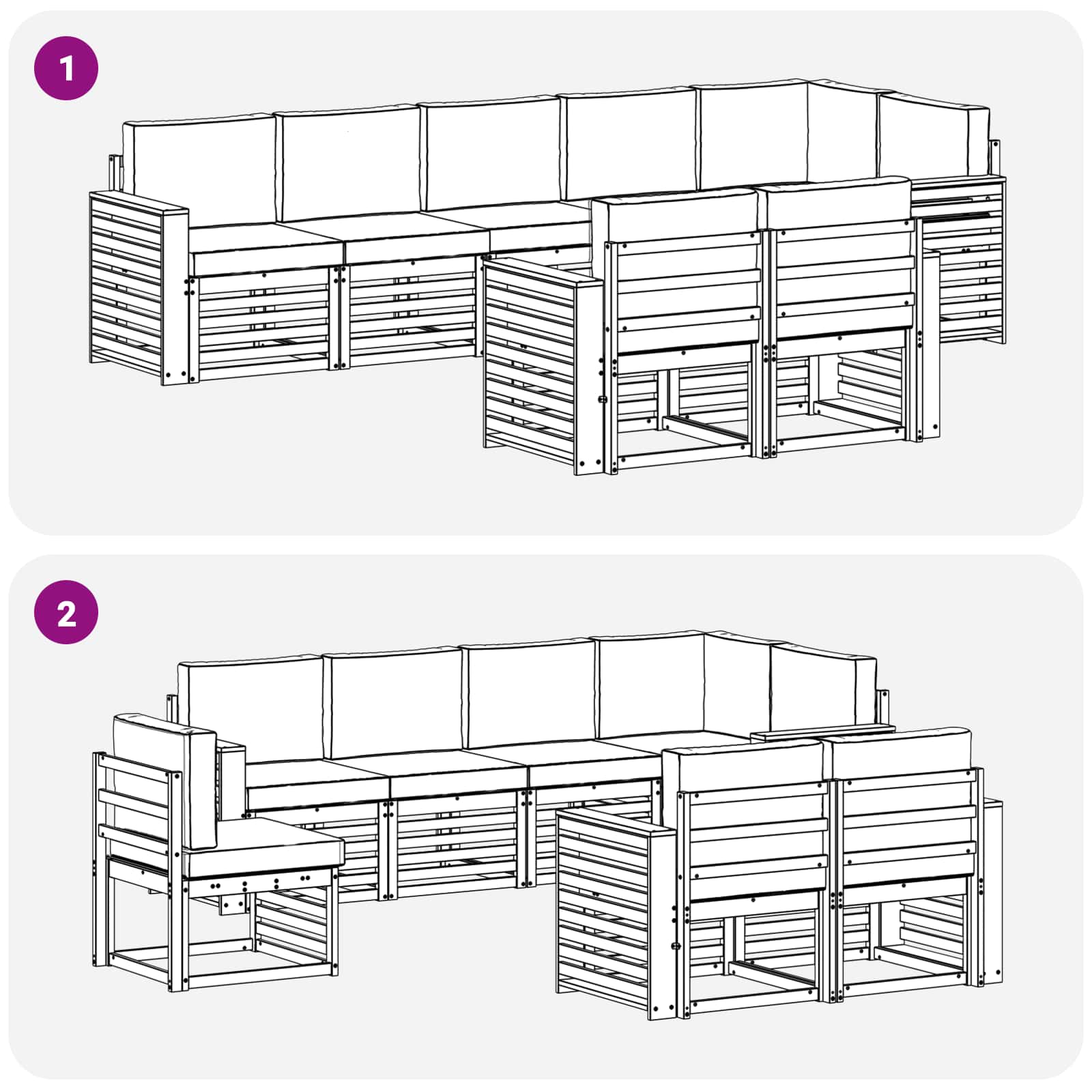 Setovi sofa 8 pcs Prirodna i krem Čvrsto drvo akacije