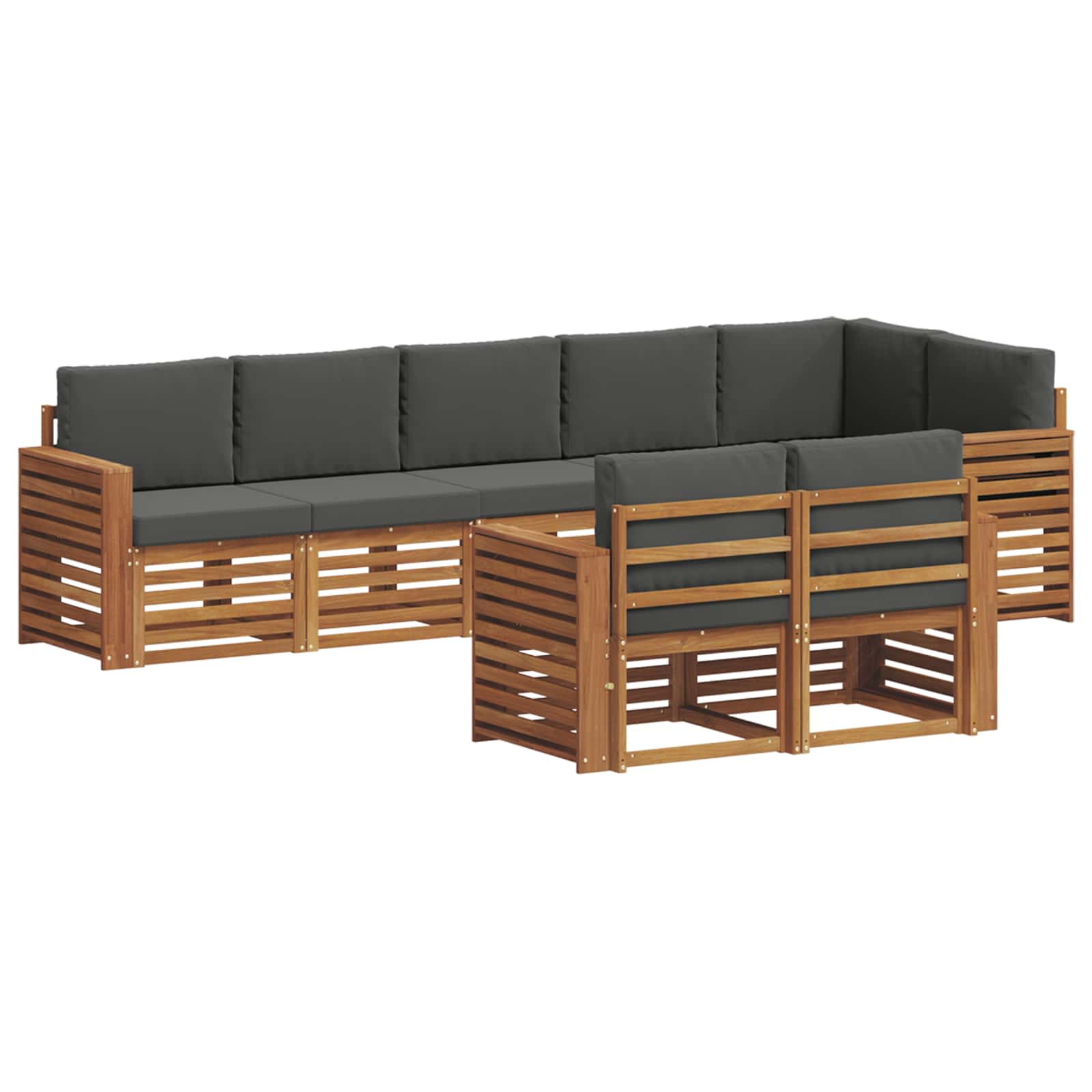 Setovi sofa 8 pcs Prirodna i antracit Čvrsto drvo akacije