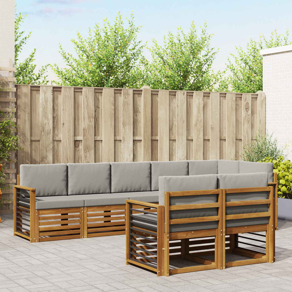 Set vanjskih sofa 8 kom. Prirodna i svijetlo siva Poliester