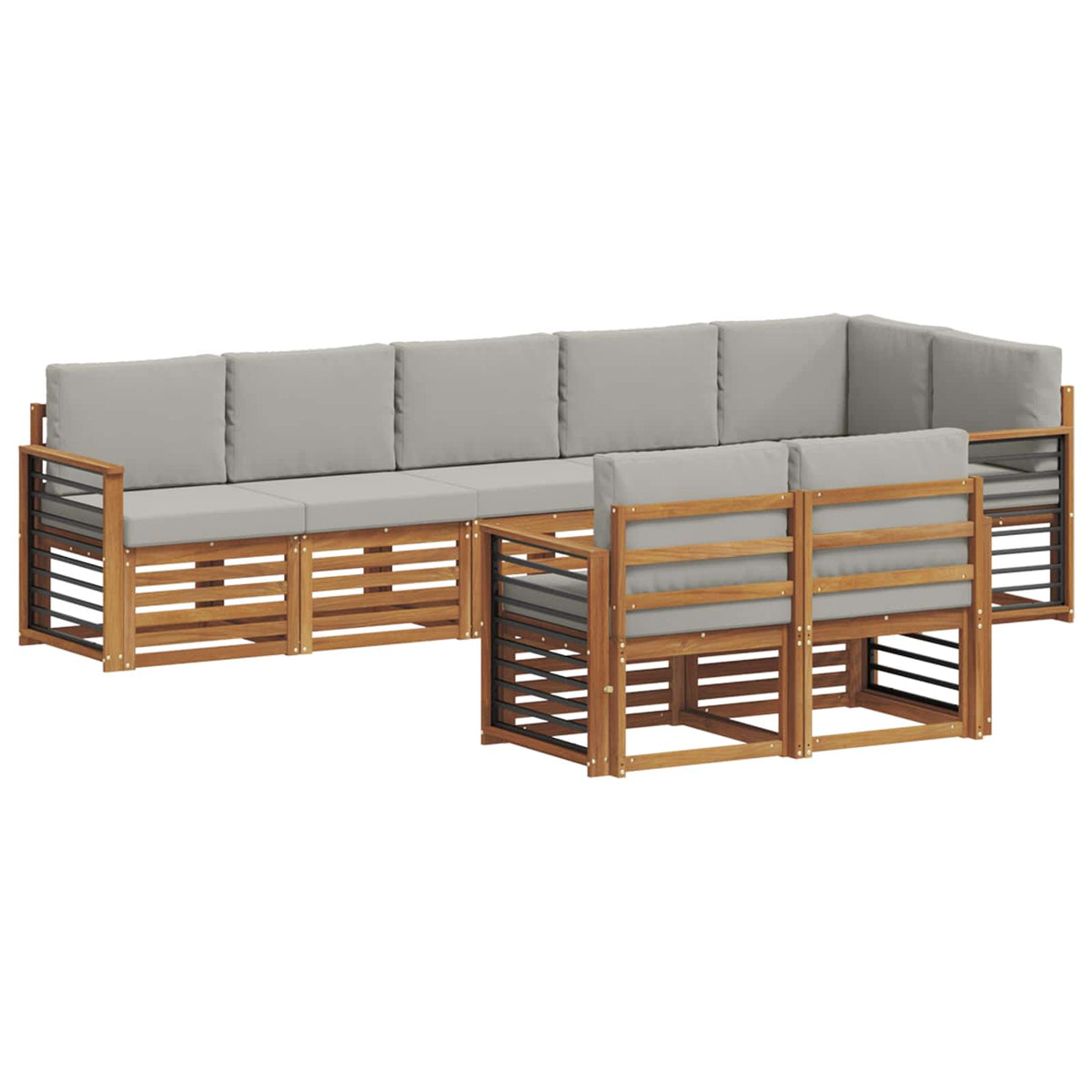 Set vanjskih sofa 8 kom. Prirodna i svijetlo siva Poliester