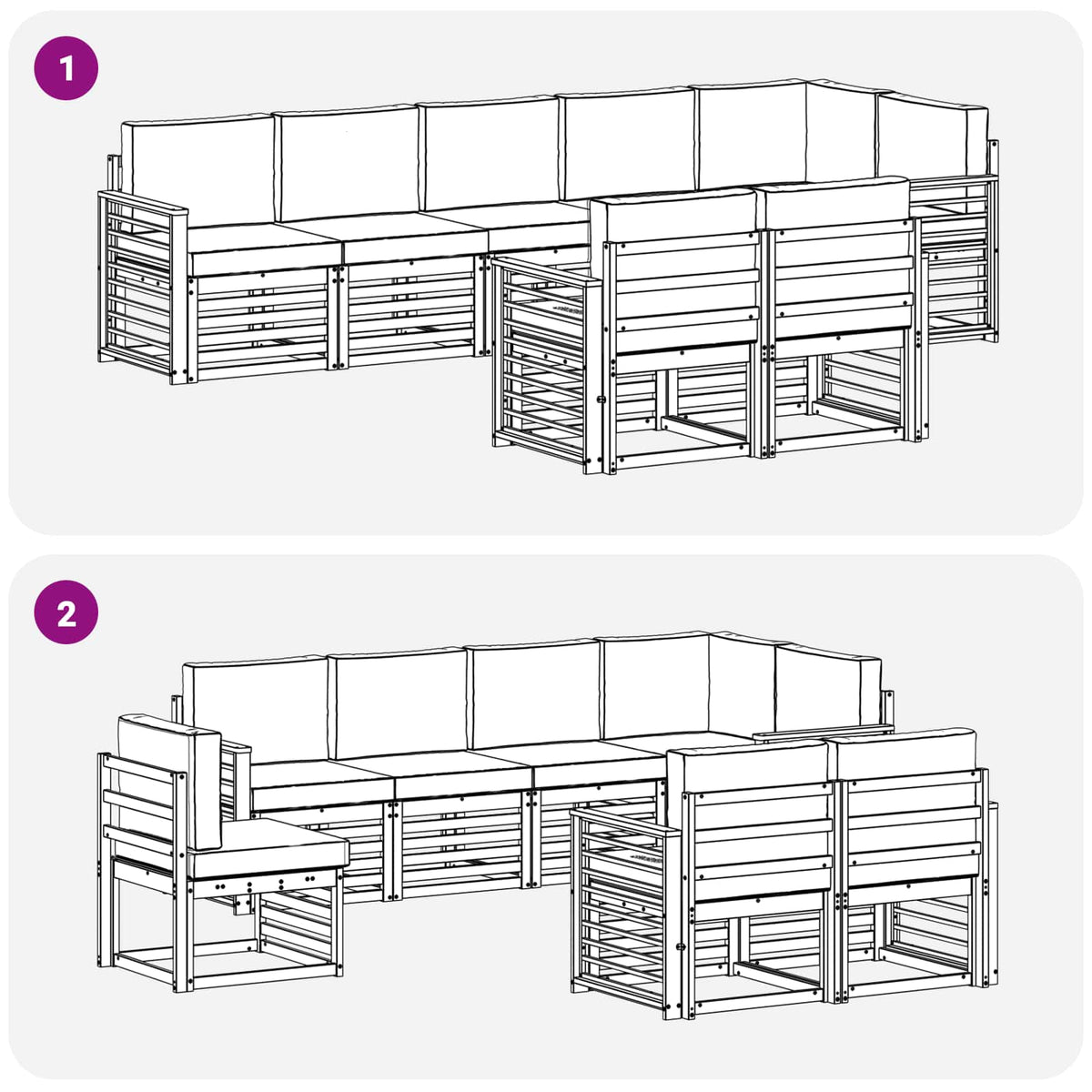 Set vanjskih sofa 8 kom. Prirodna i svijetlo siva Poliester