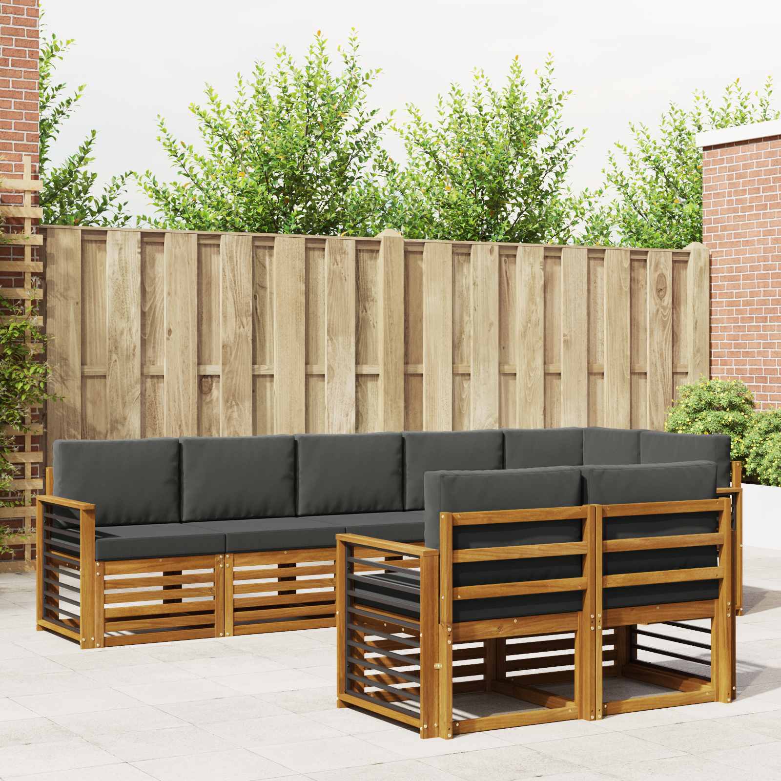 Setovi sofa 8 pcs Prirodna i antracit Čvrsto drvo akacije
