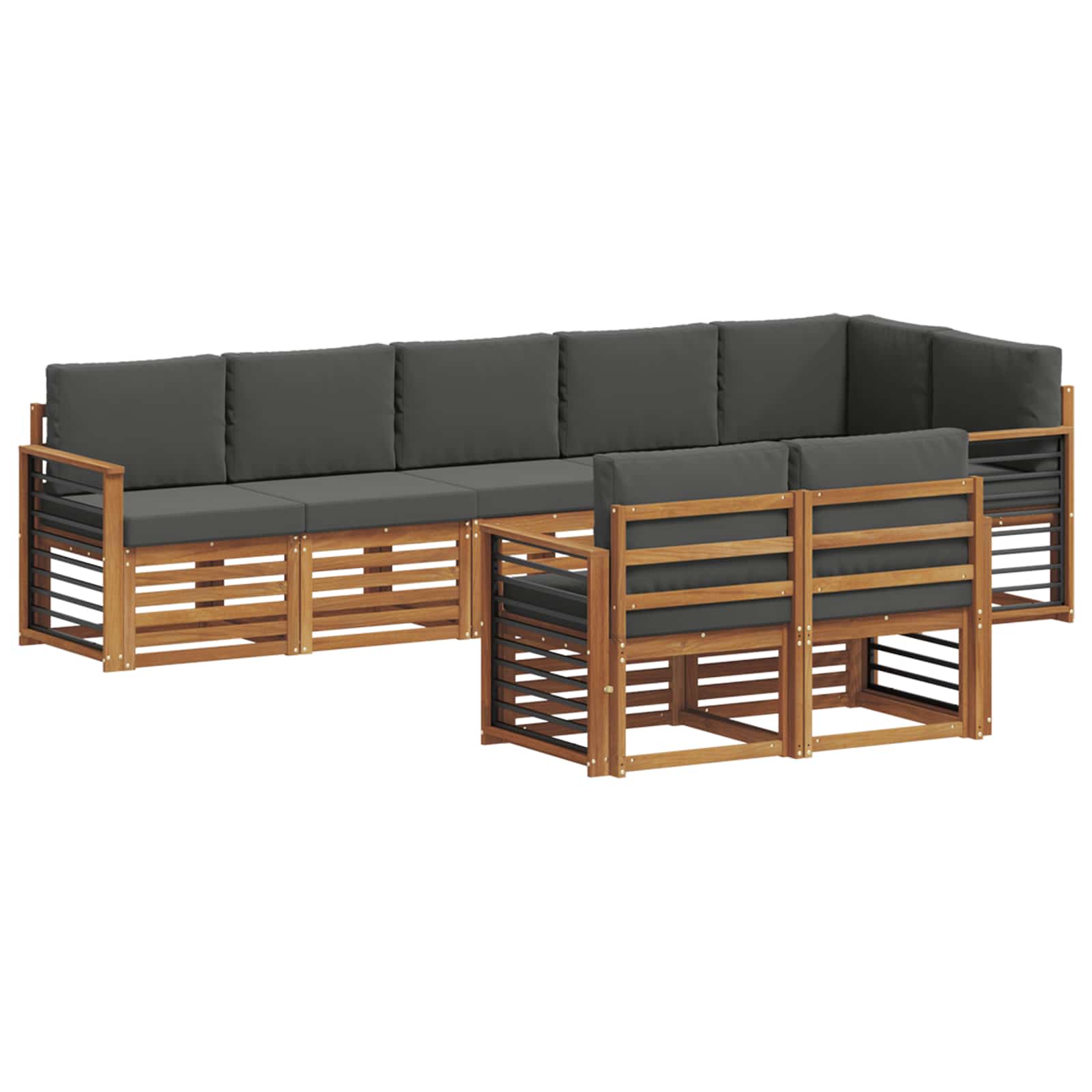 Setovi sofa 8 pcs Prirodna i antracit Čvrsto drvo akacije