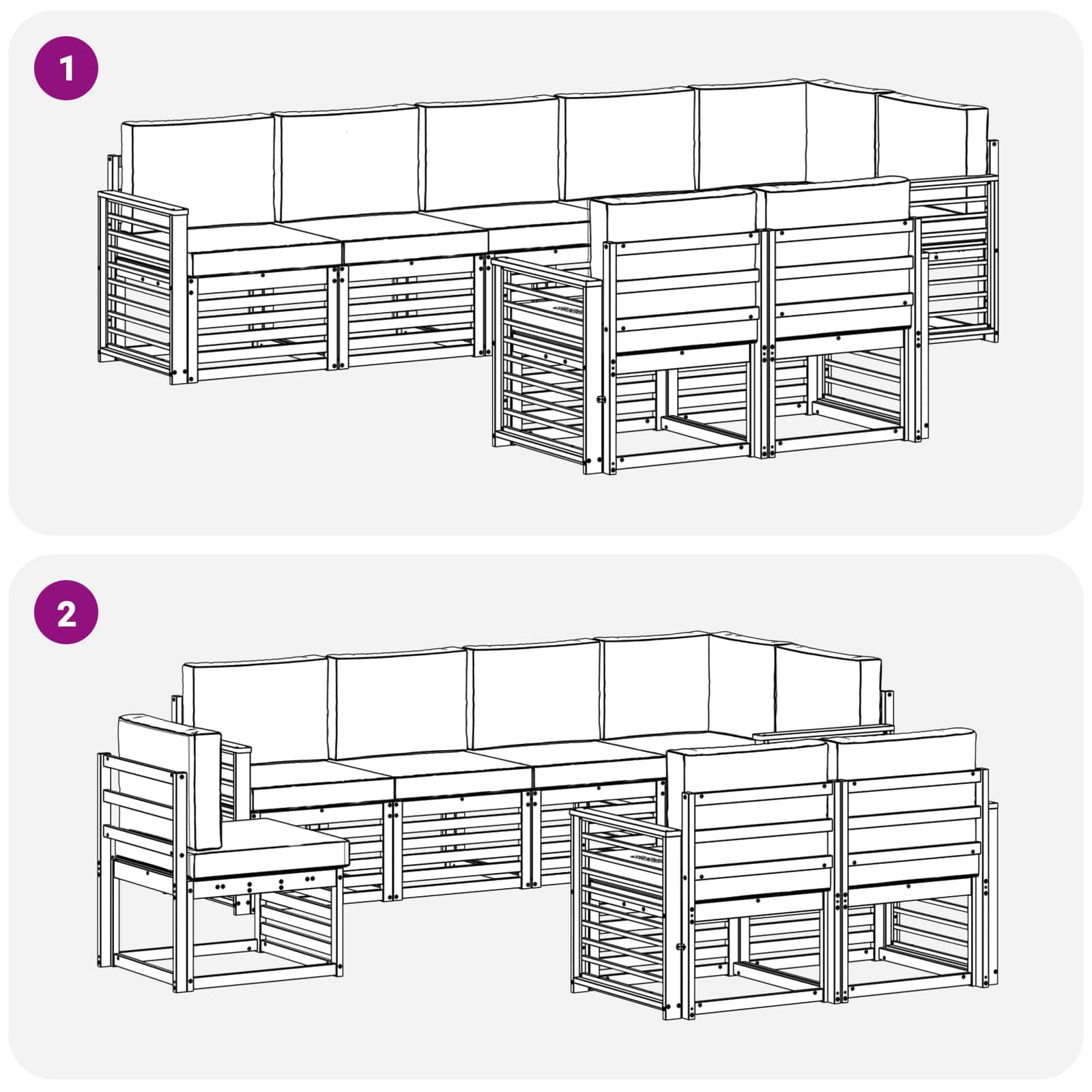 Setovi sofa 8 pcs Prirodna i antracit Čvrsto drvo akacije