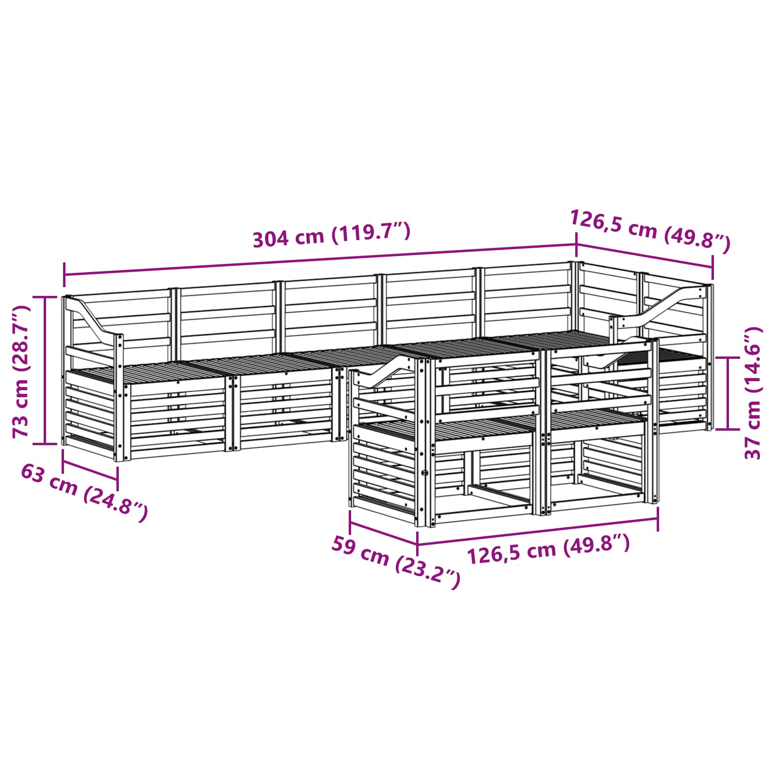 Setovi sofa 8 pcs Prirodna Čvrsto drvo akacije