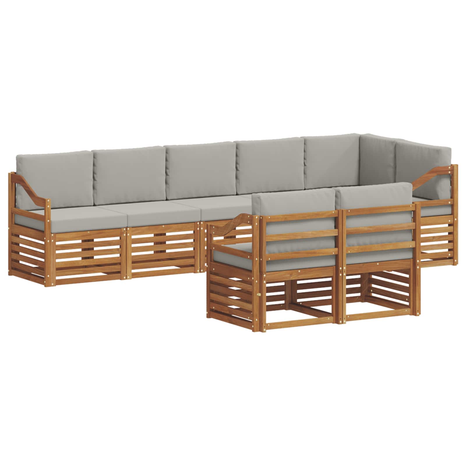 Setovi sofa 8 pcs Prirodna i svijetlo siva Čvrsto drvo akacije
