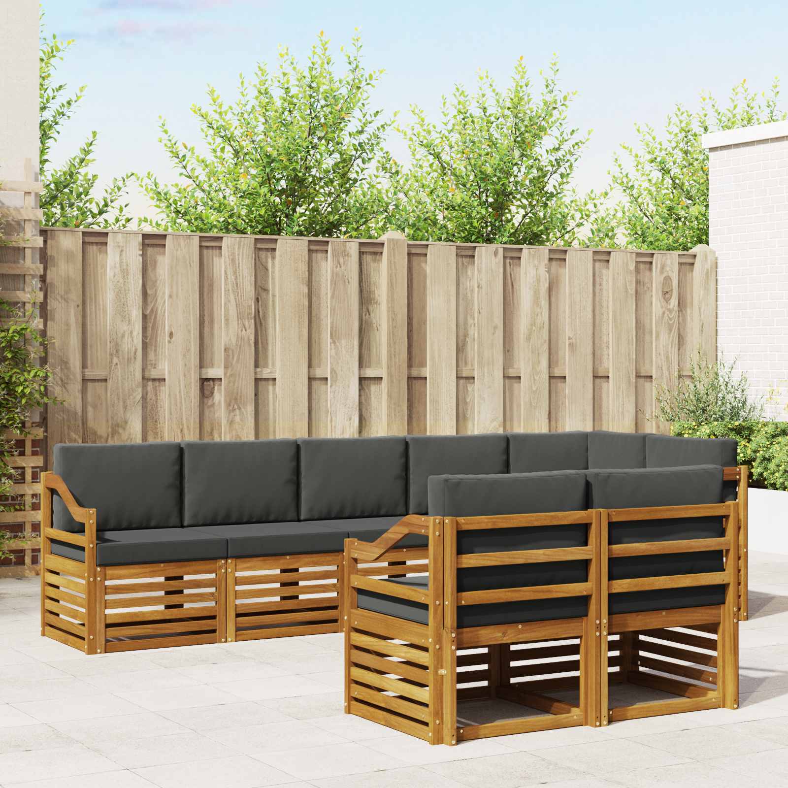 Setovi sofa 8 pcs Prirodna i antracit Čvrsto drvo akacije